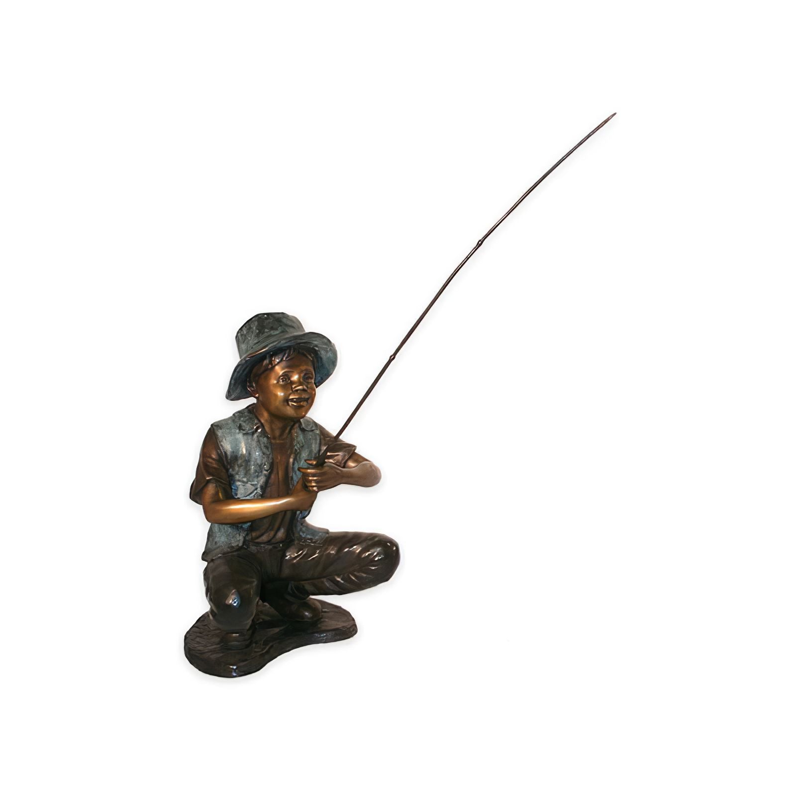 Bronze Boy Fishing Sculpture 43 Inch, Bronze, 50608
