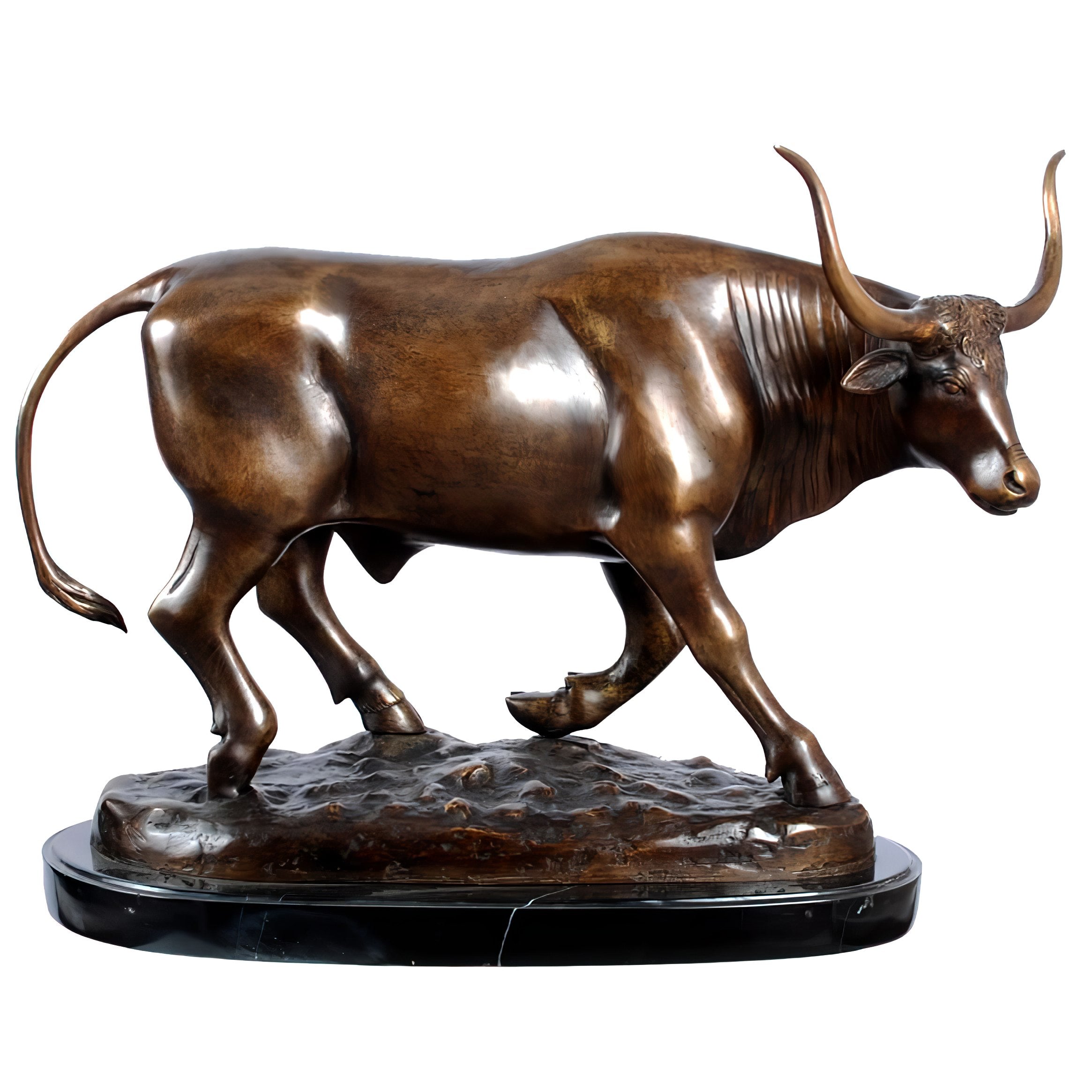 Bronze Long Horn Bull Sculpture, Bronze, BQF237