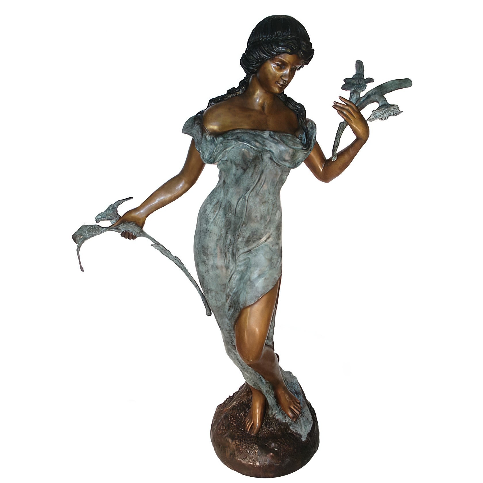 Bronze Lady with Flower Fountain, Bronze, 29380
