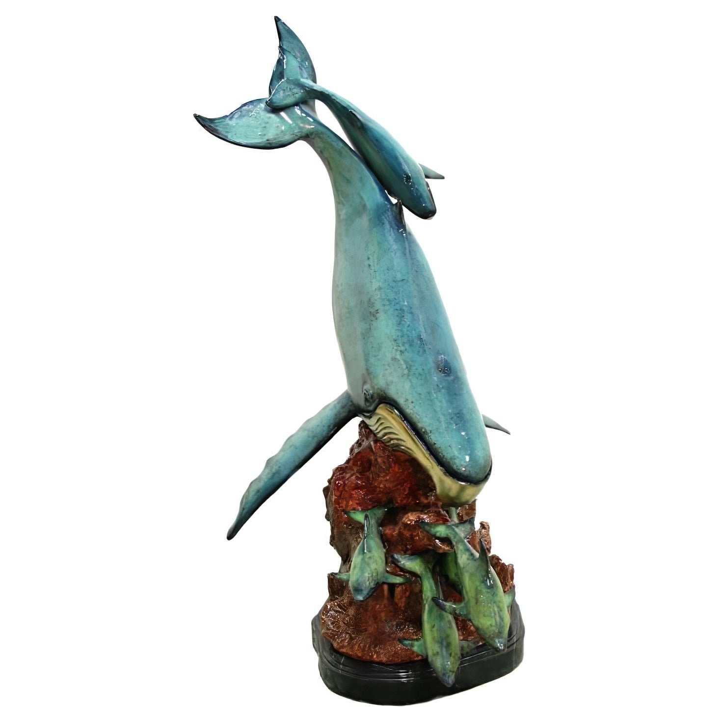 Bronze Whale Family Statue, Bronze, KTN74
