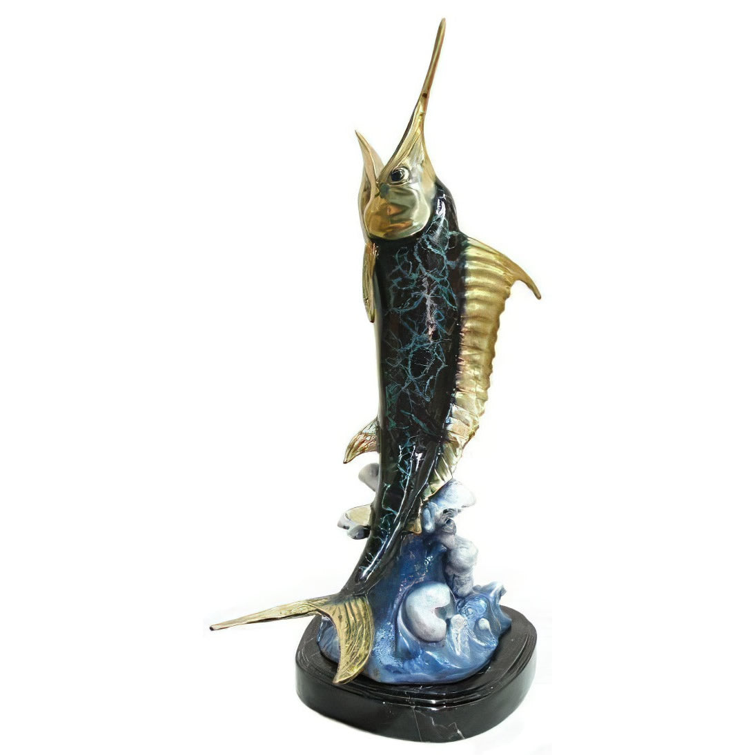 Marlin Statue- Bronze on Marble Base, Bronze, KTN78 - AllSculptures.com