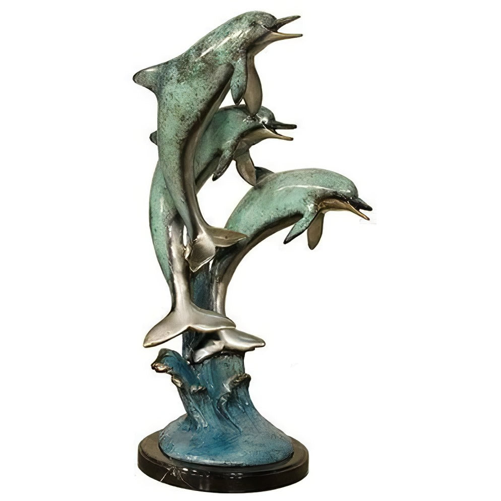 Three Jumping Dolphins Marble Statue, Bronze, KTV50588NA