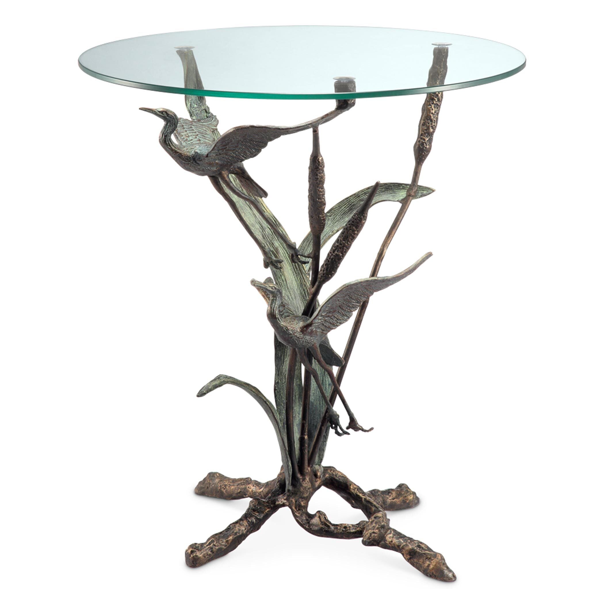 Crane Pair in Flight Sculpture End Table, SPISanPacificInternational