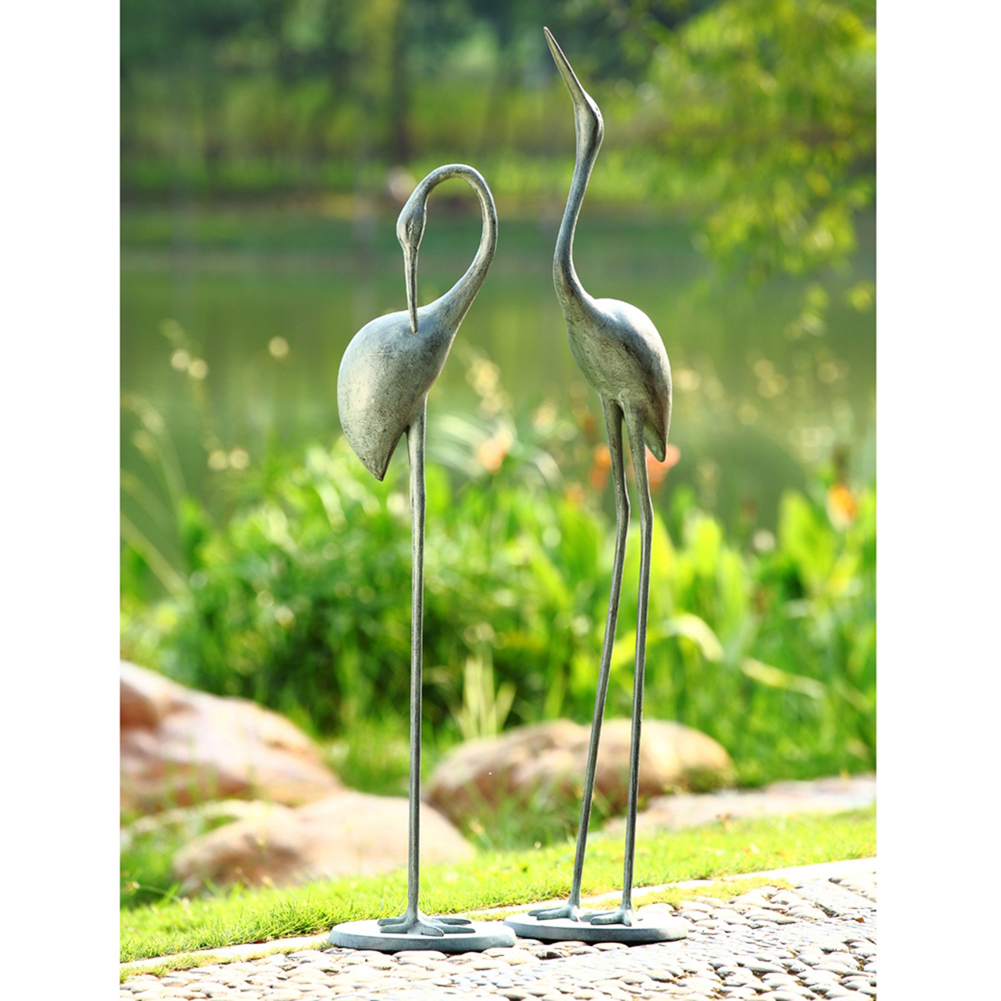 Contemplative Garden Crane Statue Pair, SPI-San-Pacific-International