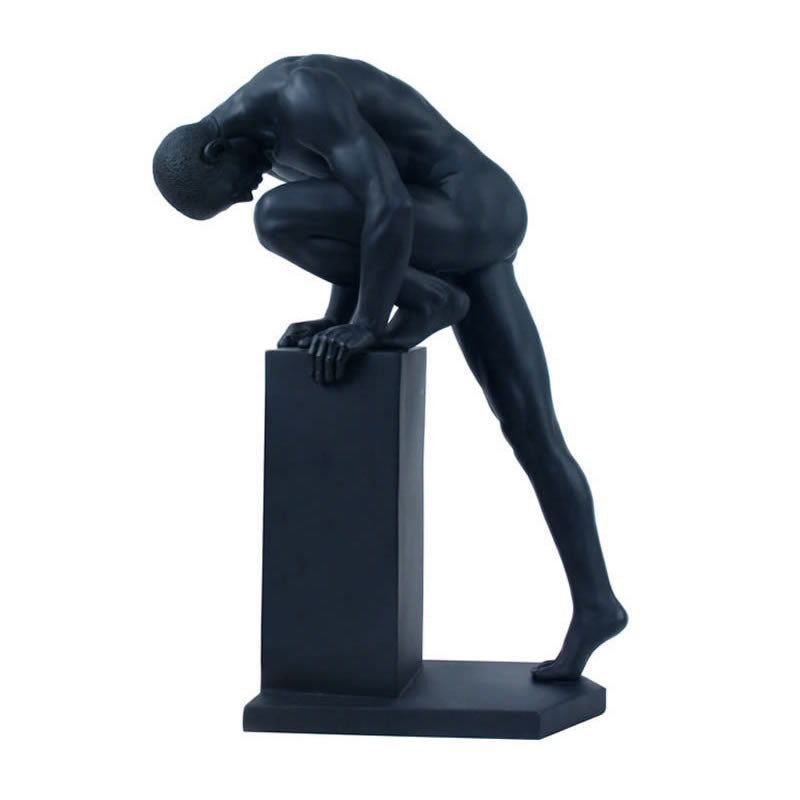 Posture Male Nude Sculpture- Black, STU-Home, AAWU72467AB 