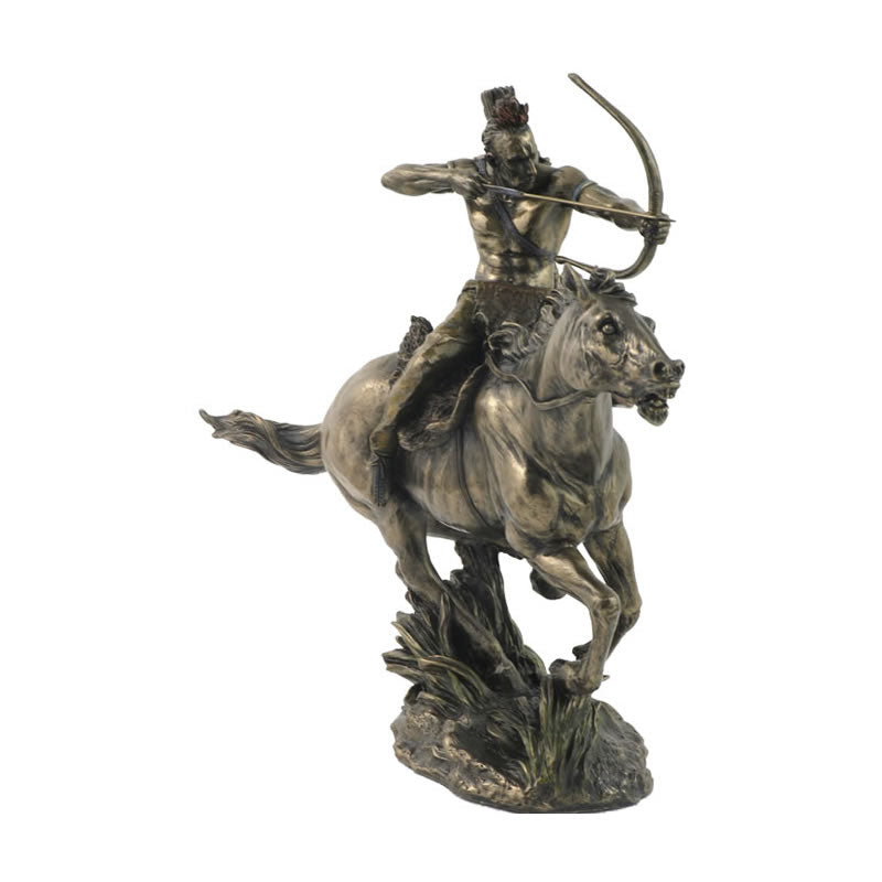 Mohican Warrior On Horseback Sculpture, WesternSculpturesStatues