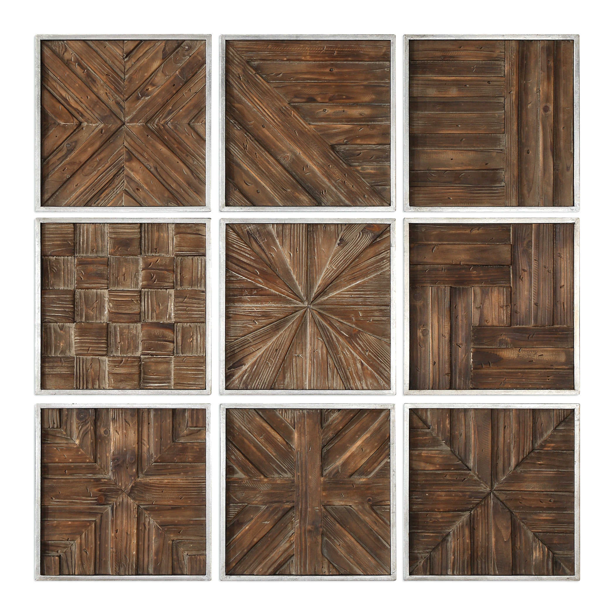 Bryndle Rustic Wooden Squares, Set of 9, Uttermost, U04115