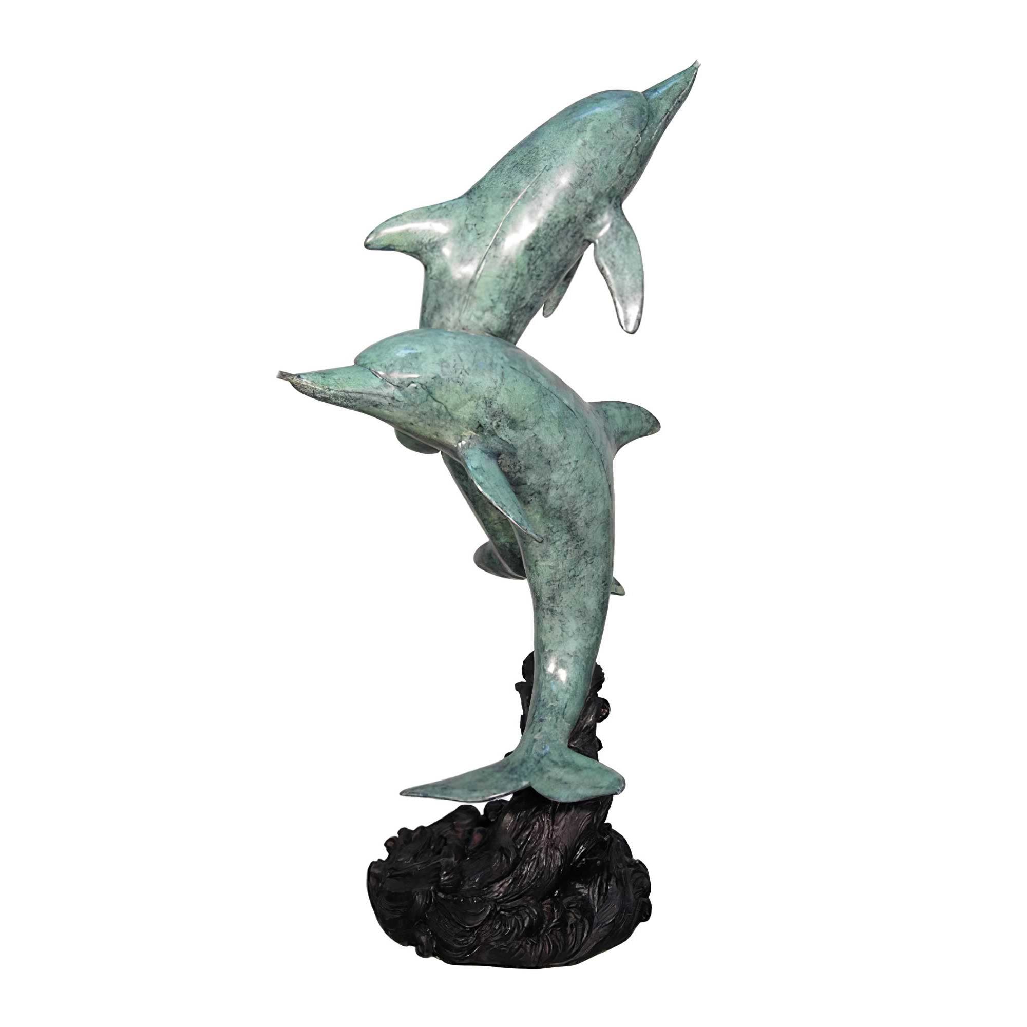 Two Dolphins Sculpture in Bronze
