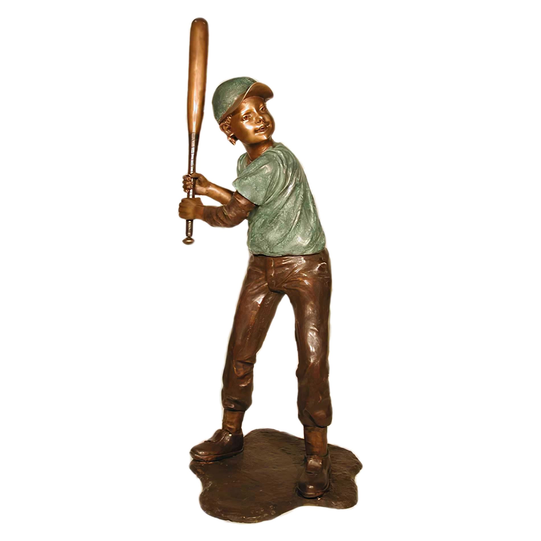 Young Boy Baseball Player Statue (With Bat)