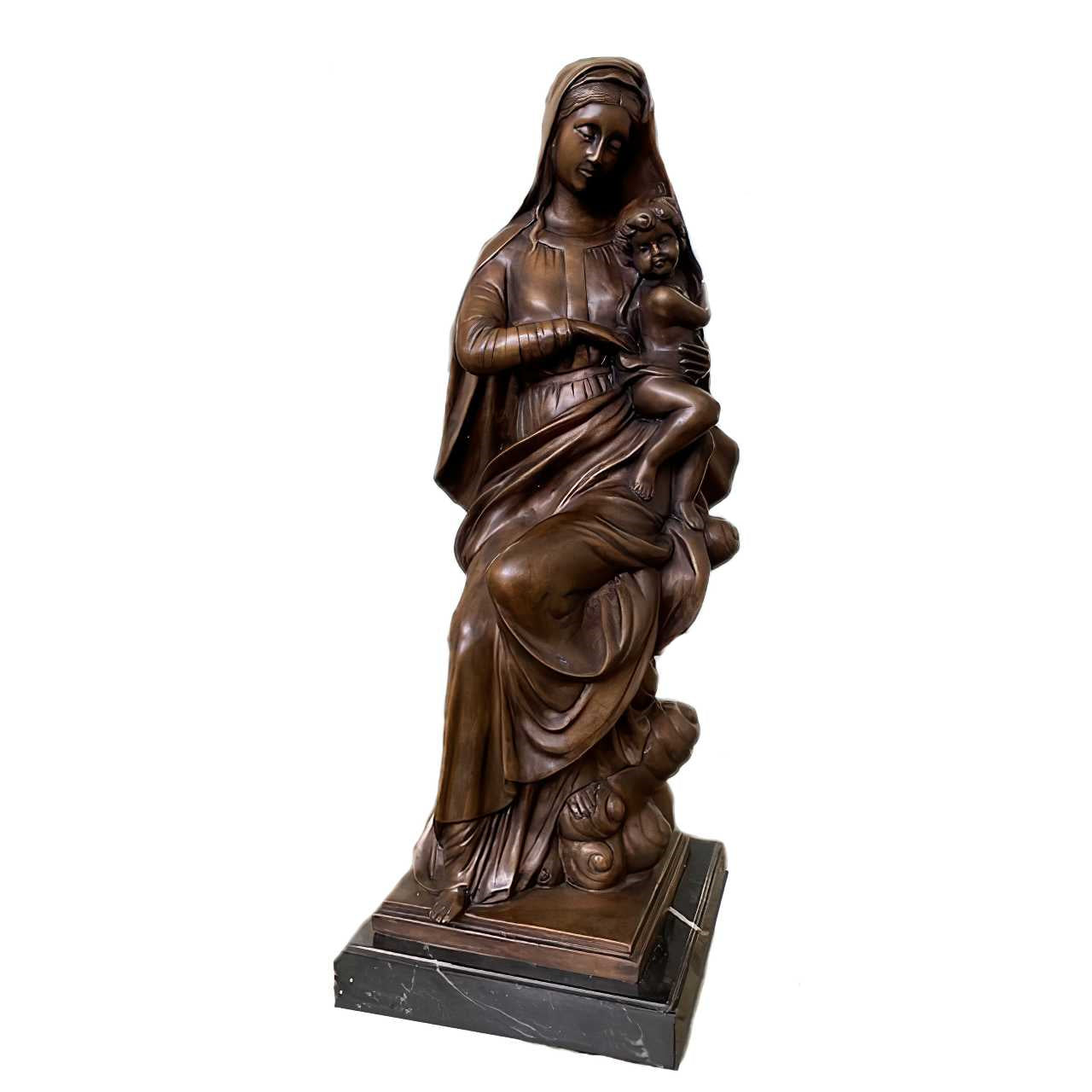 Bronze Virgin Mary with Child Statue