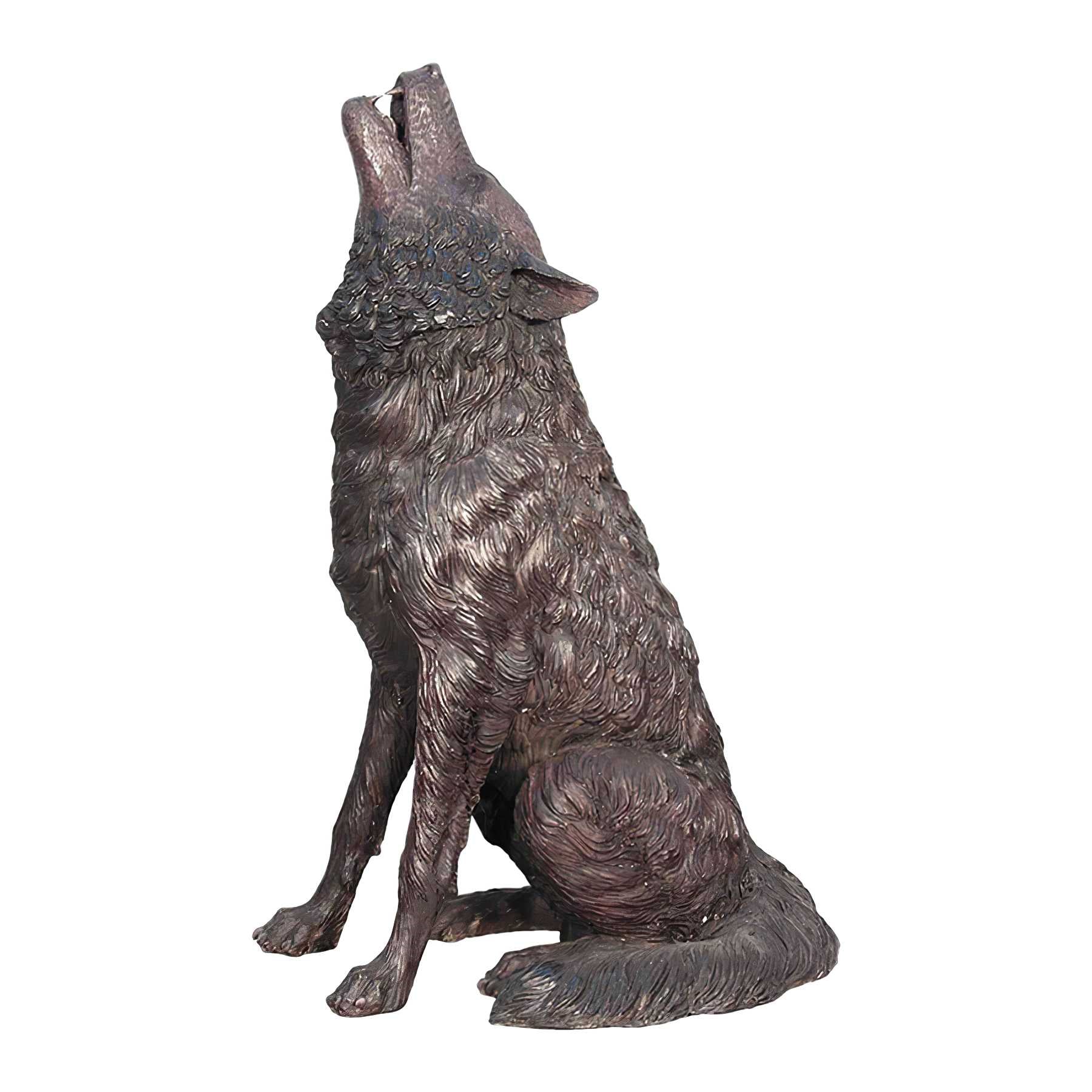 Bronze Howling Wolf Sculpture