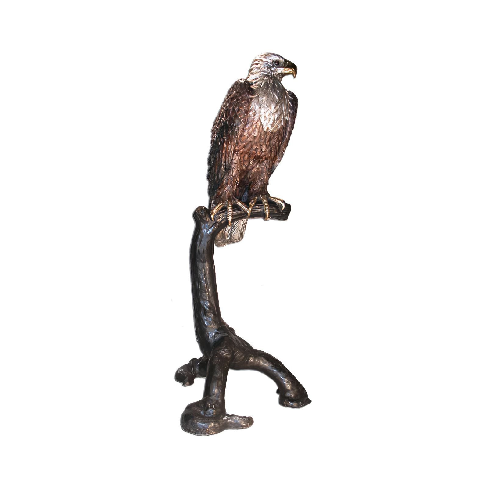 Bronze Eagle on Branch Sculpture