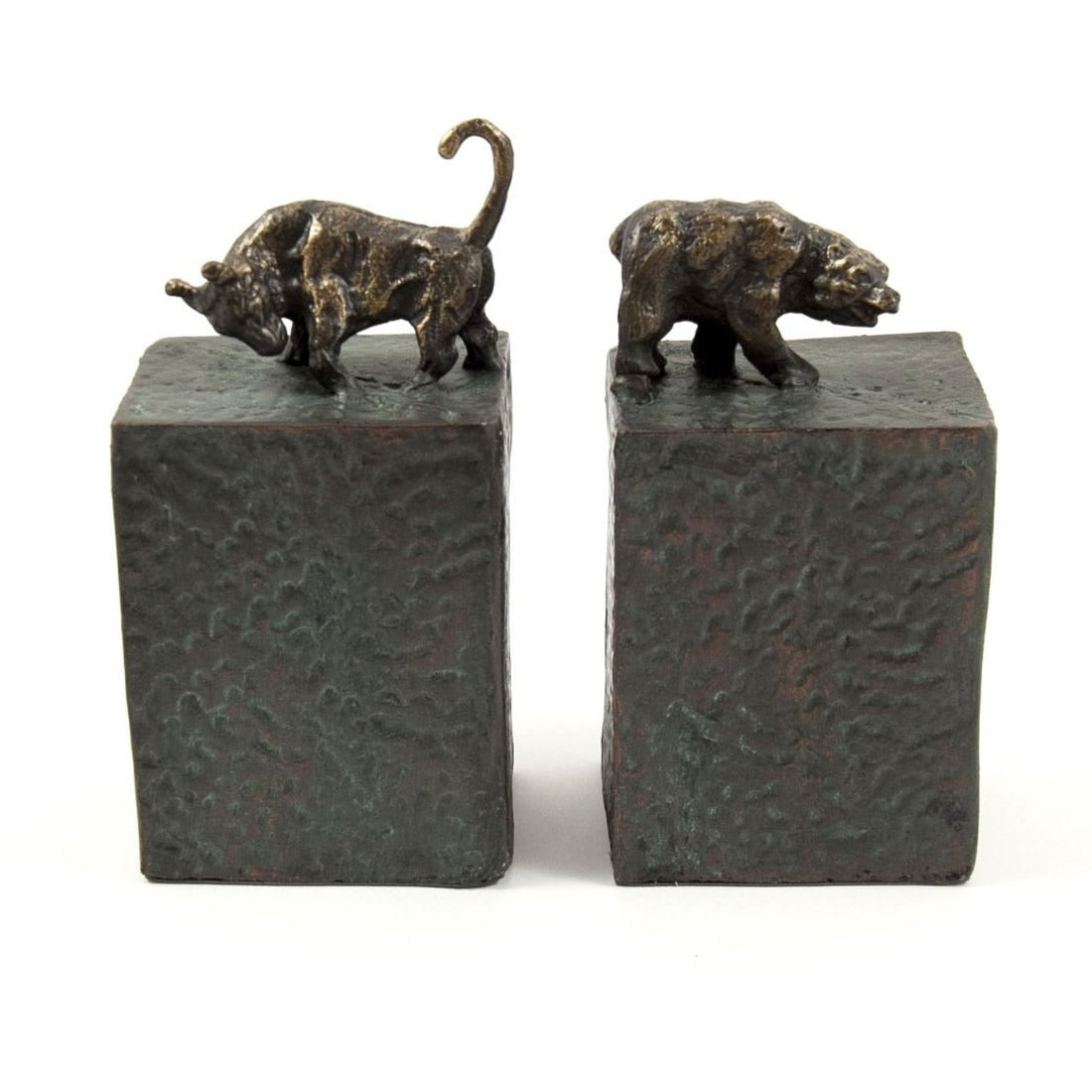 Bull and Bear Bookends with Patina Finish