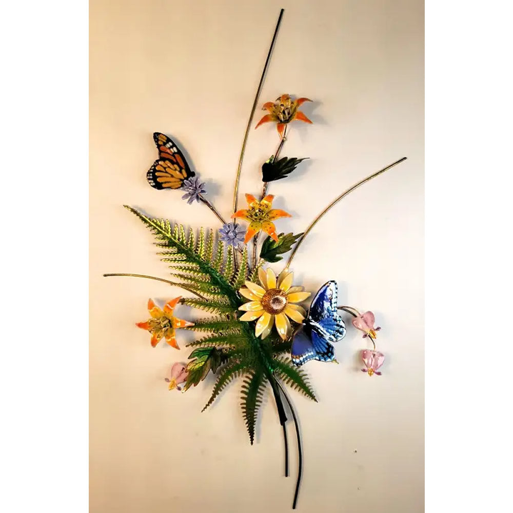 Butterflies with Fern, Lilies, Sunflower (Wall Sculpture)