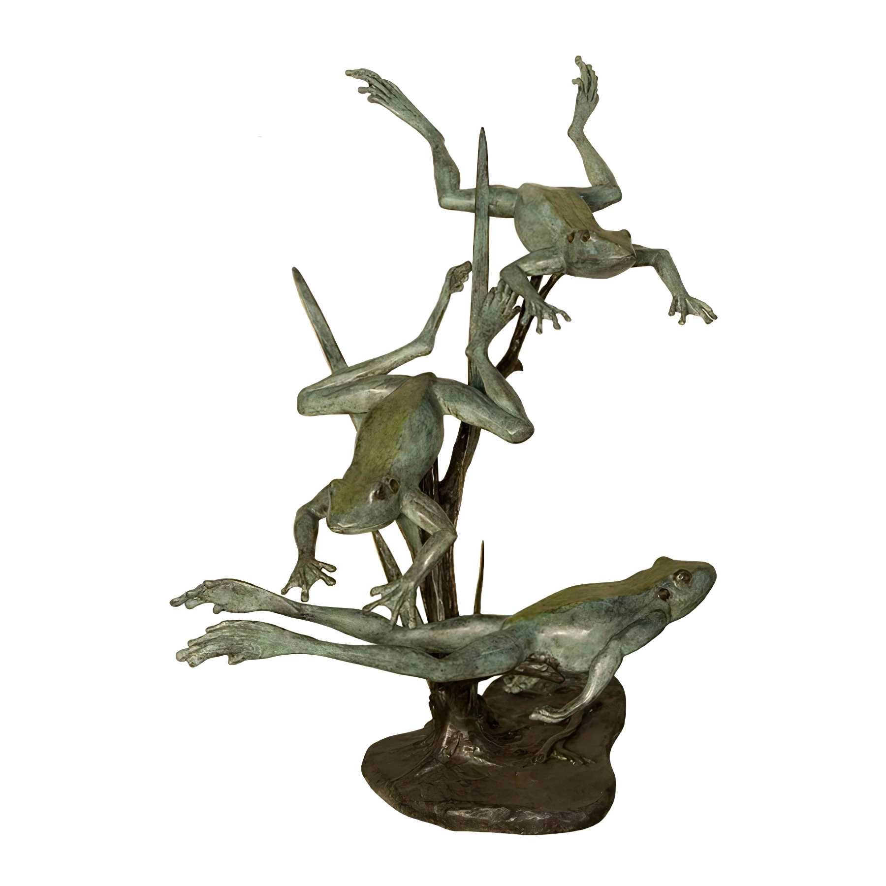 Bronze Frogs Jumping Statues