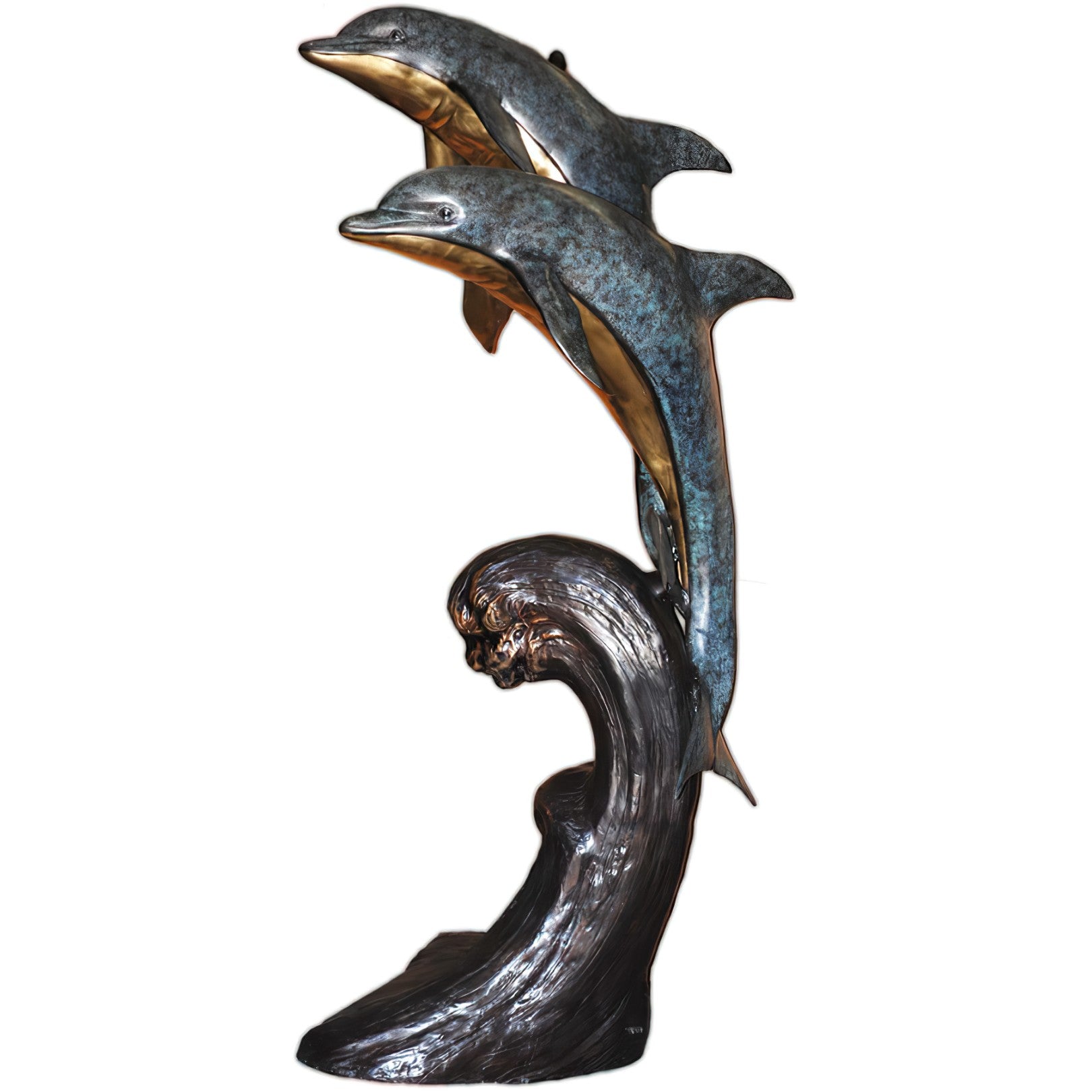 Jumping Dolphins on Wave Bronze Fountain