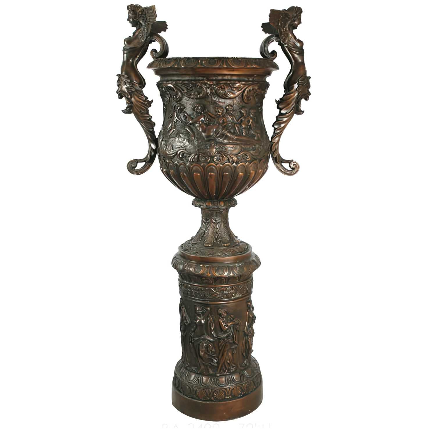 Winged Lady on Column- Bronze Urn