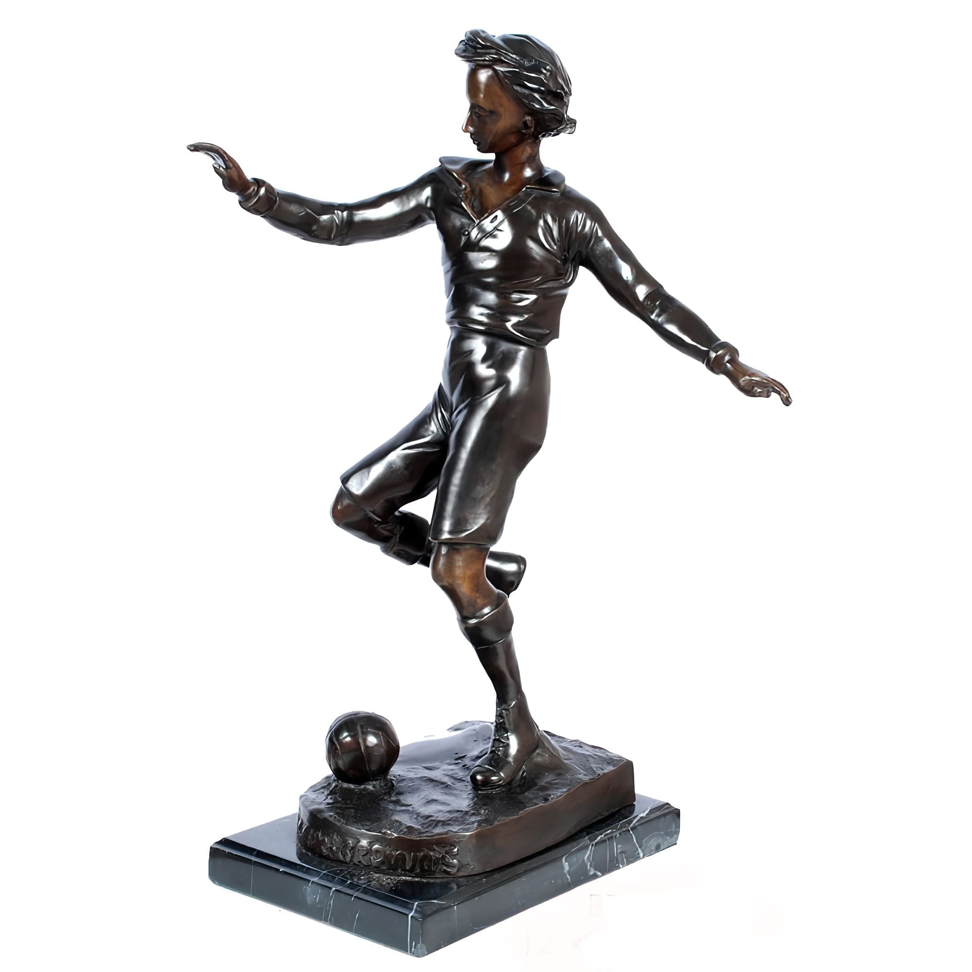 Bronze Boy Playing Soccer Sculpture