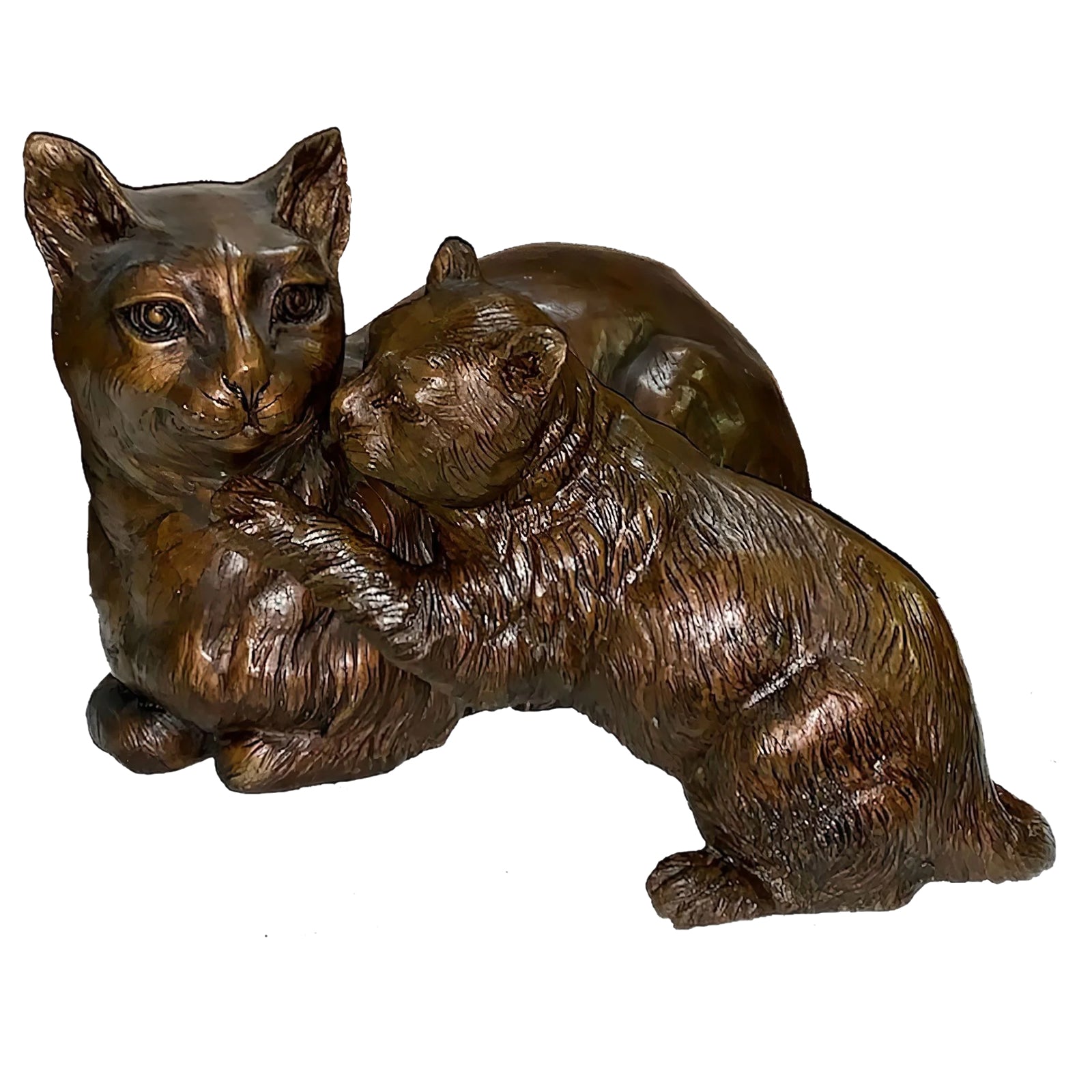 Bronze Cat with Kitten Statue