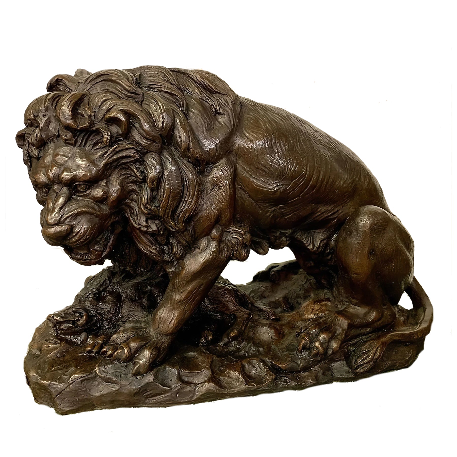 Bronze Lion and Prey on Base Statue