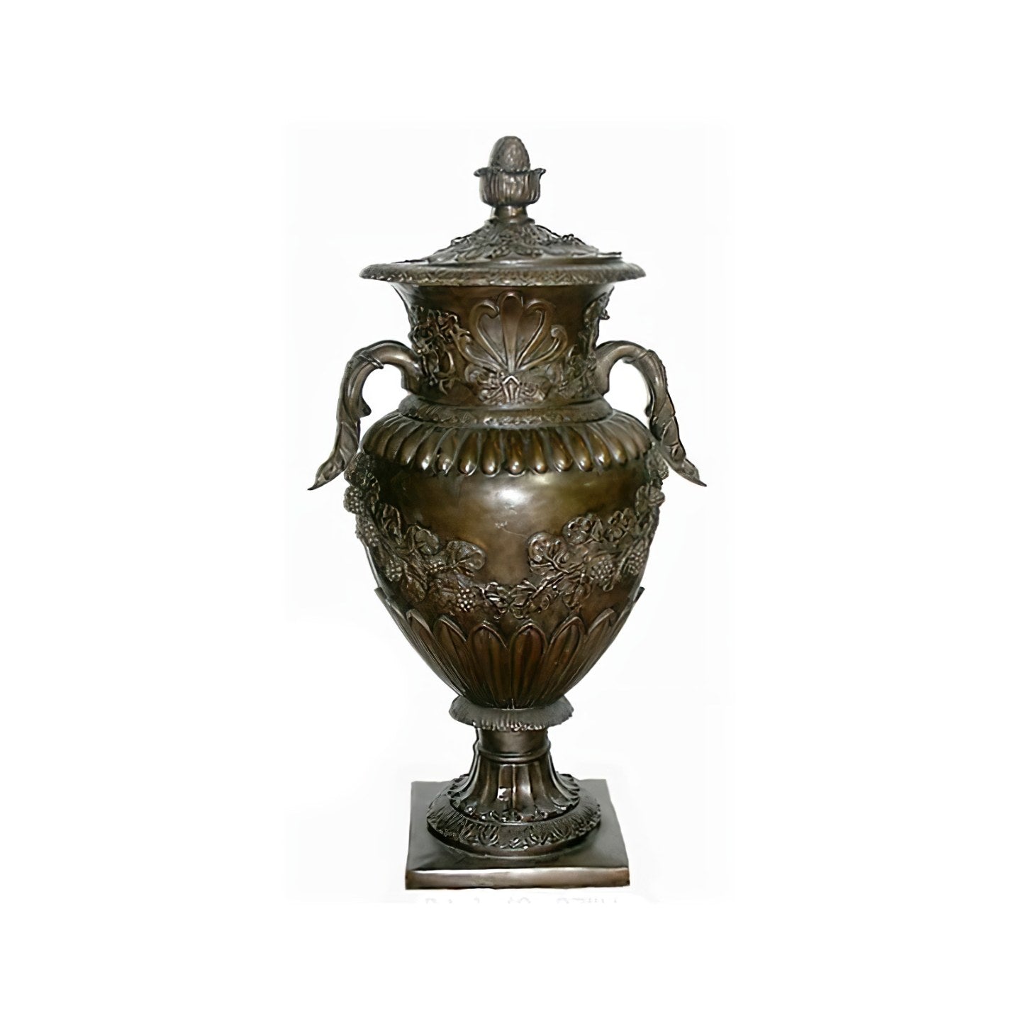 Bronze Urn with Lid- Grape Design