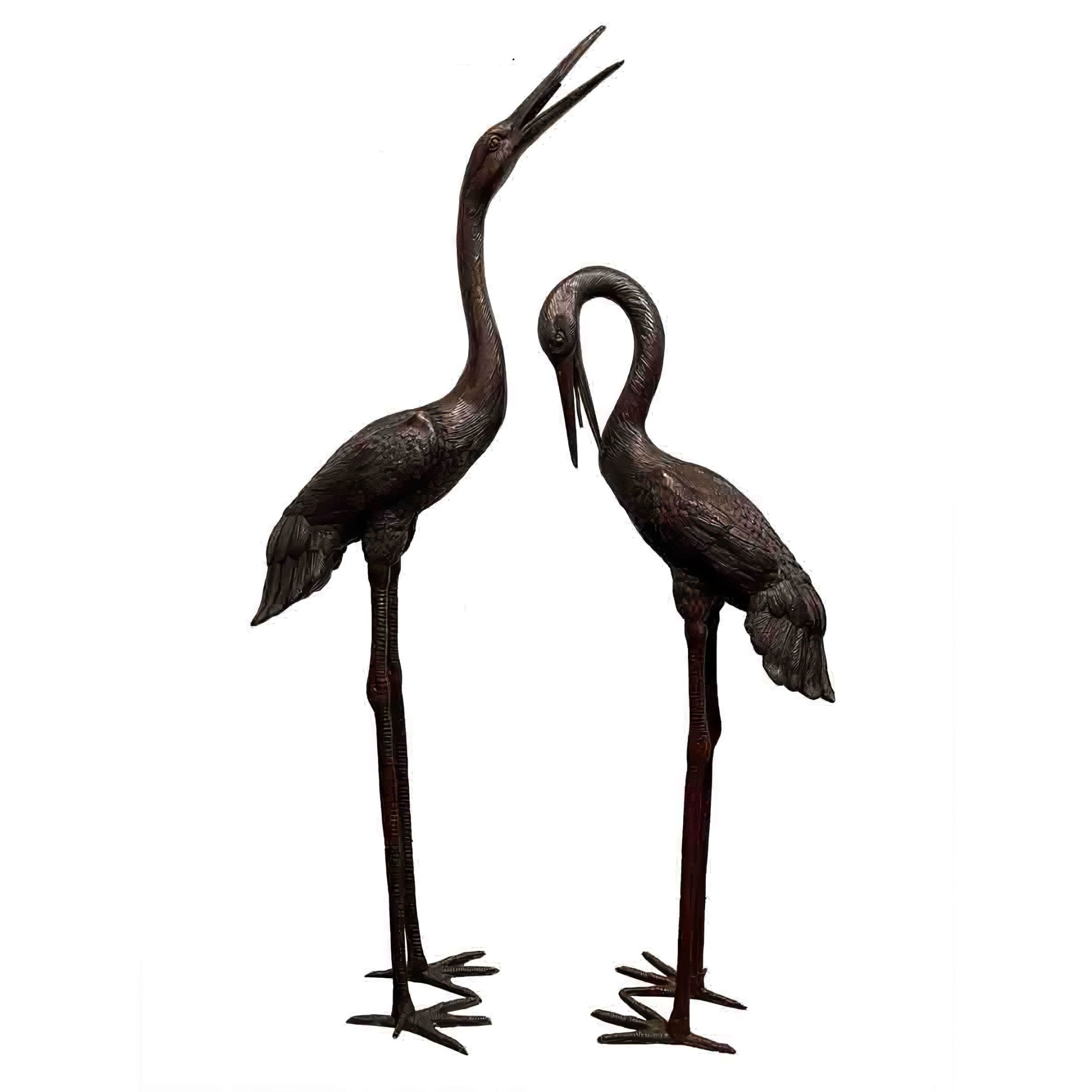 Pair of Cranes Bronze Statues