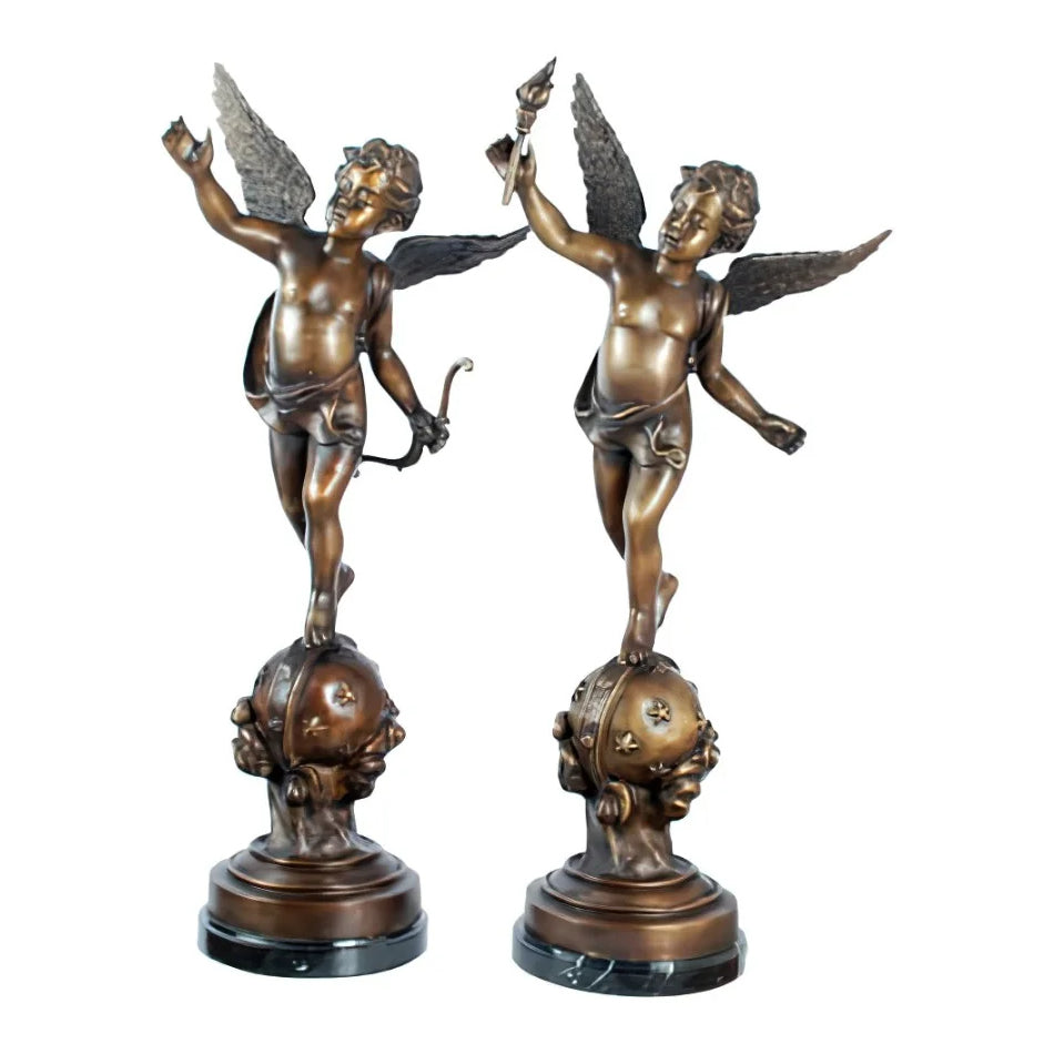 Pair of Cupids with Torch and Bow