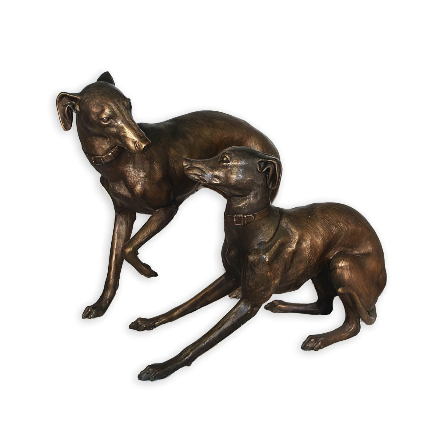 Bronze Whippets Statue Pair
