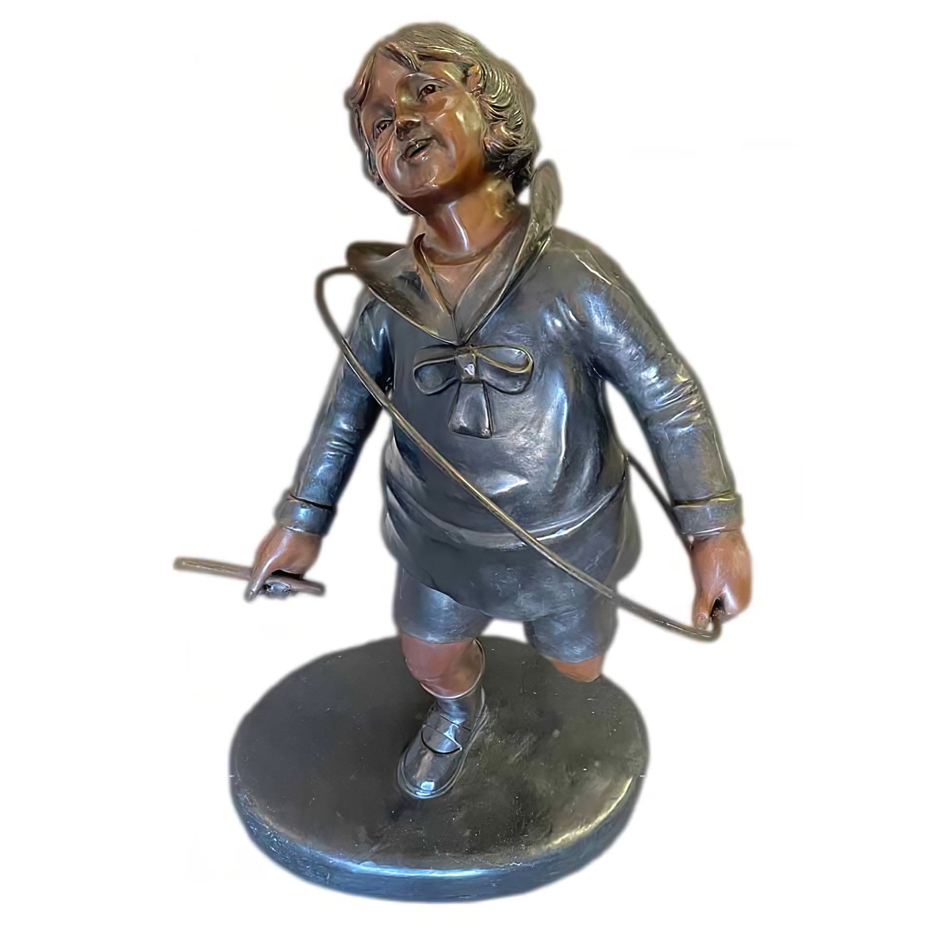 Bronze Kid with Hula Hoop Statue