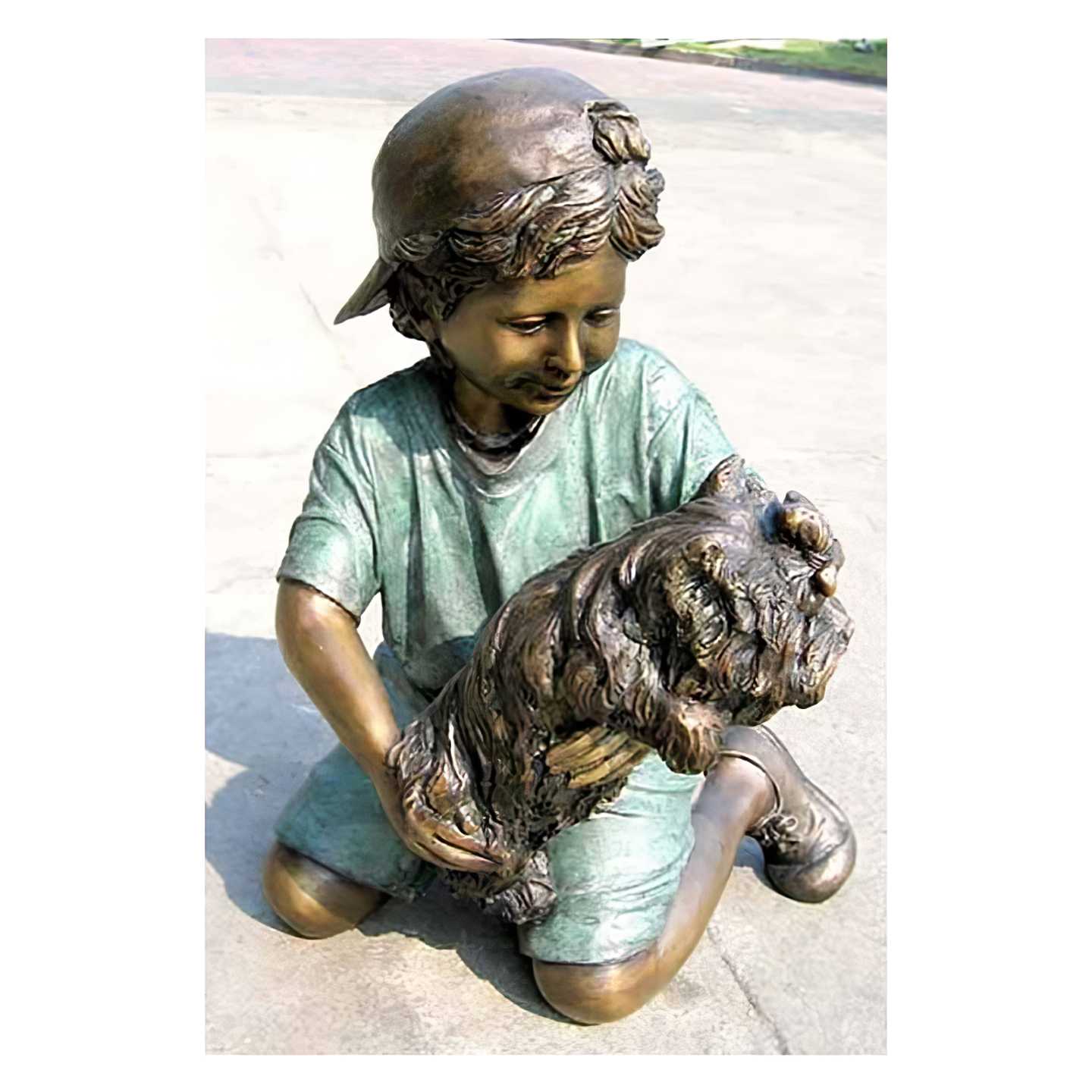 Play Pal- Bronze Boy With Puppy