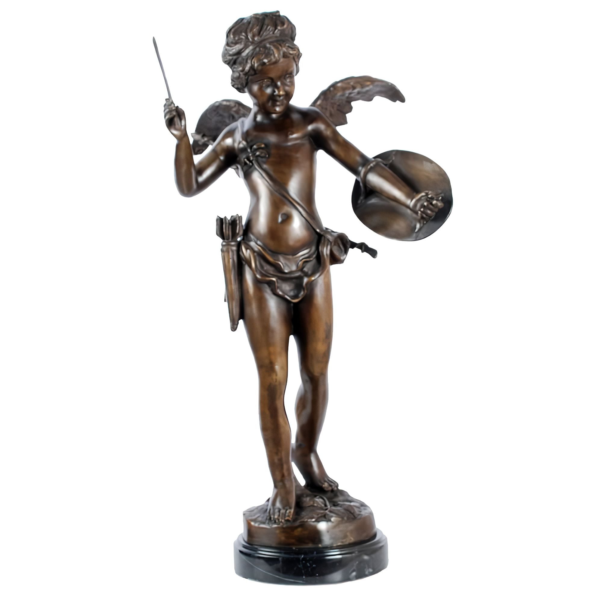 Bronze Cupid With Shield Statue