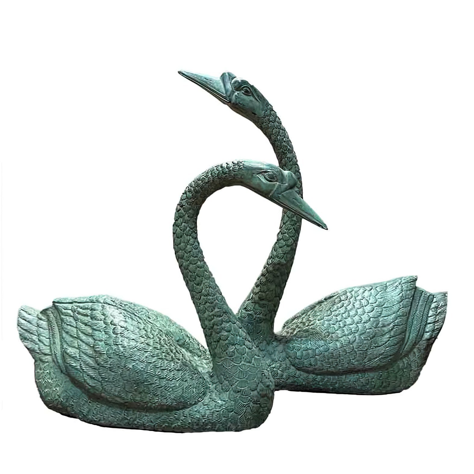 Pair of Sitting Swans Bronze Statues