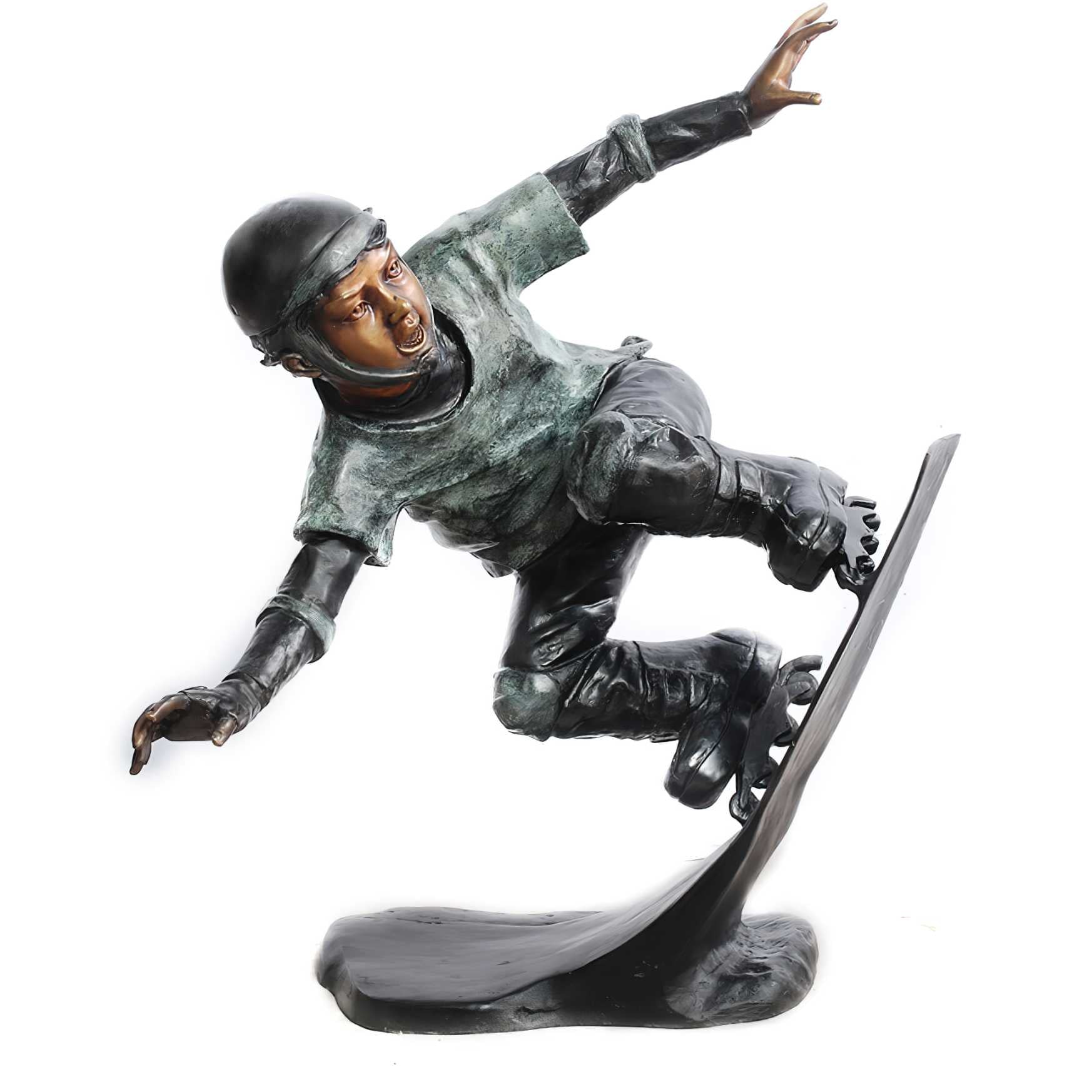 Rollerblading Boy Bronze Statue