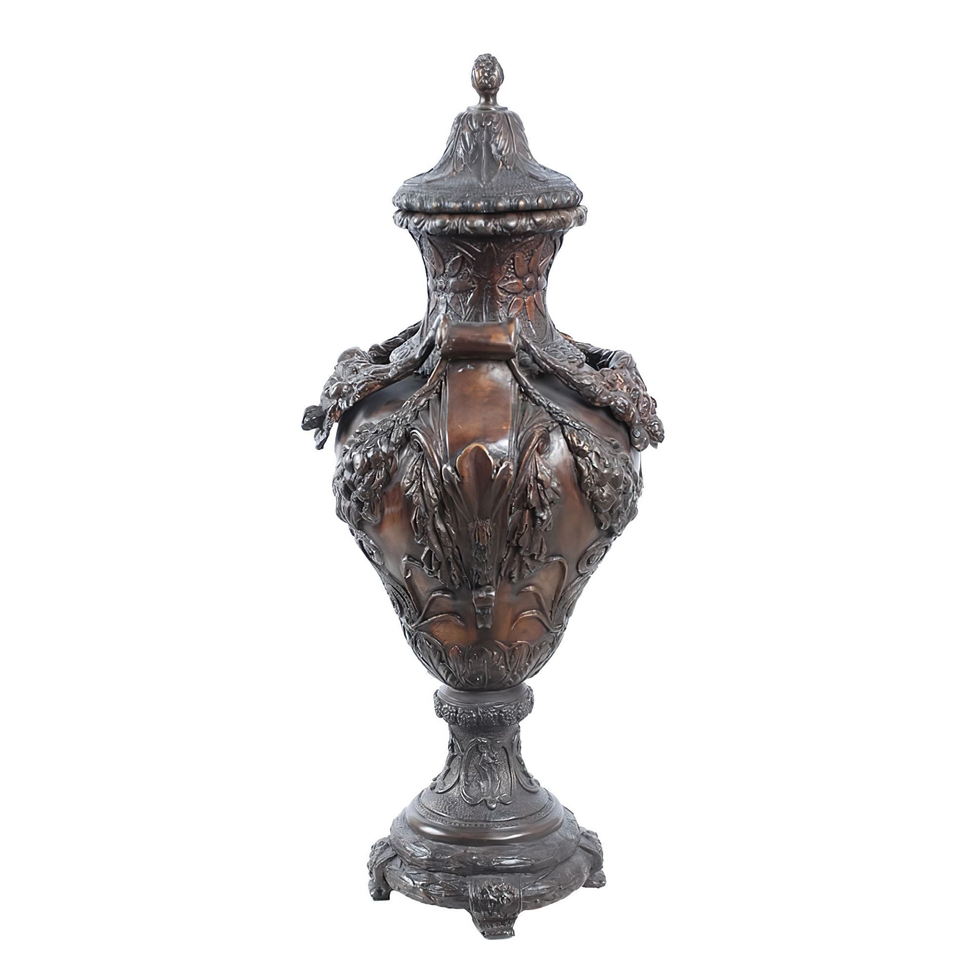 Bronze Ornate Jar with Lid