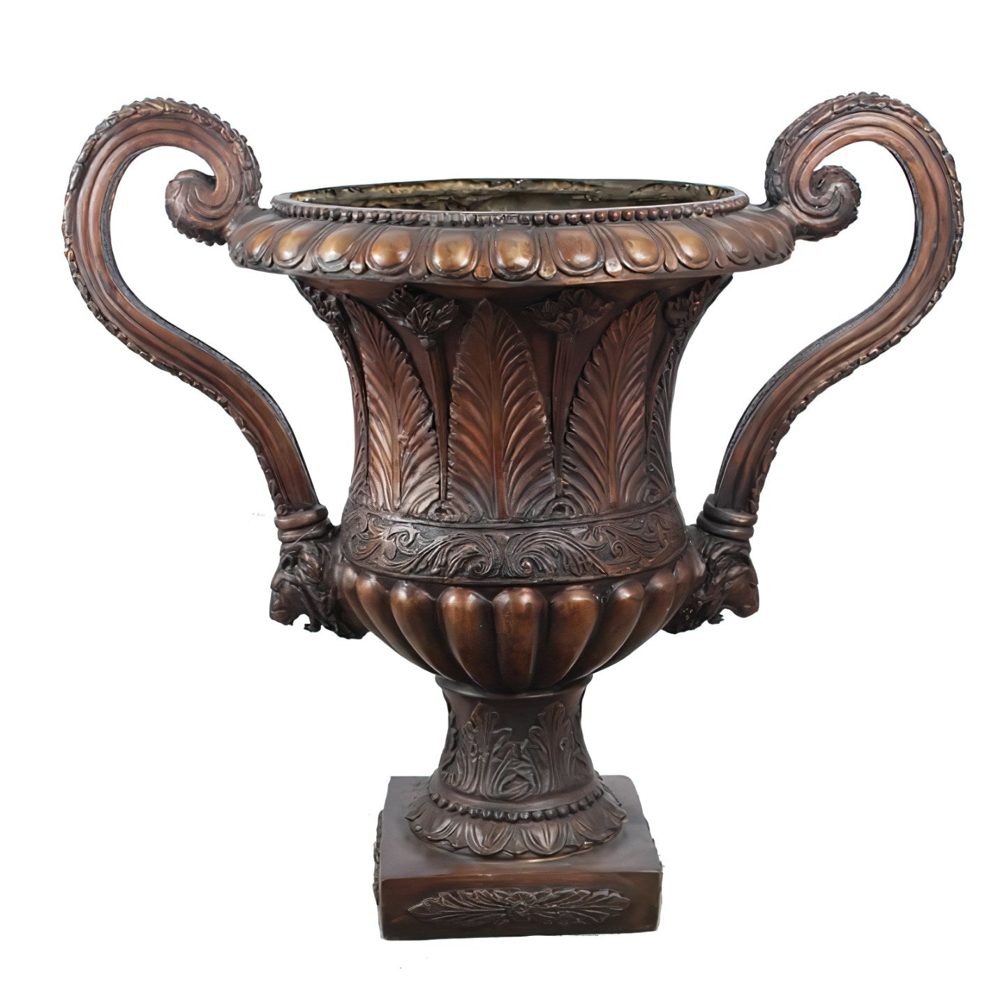 Bronze Urn with Leaf Design and Handle