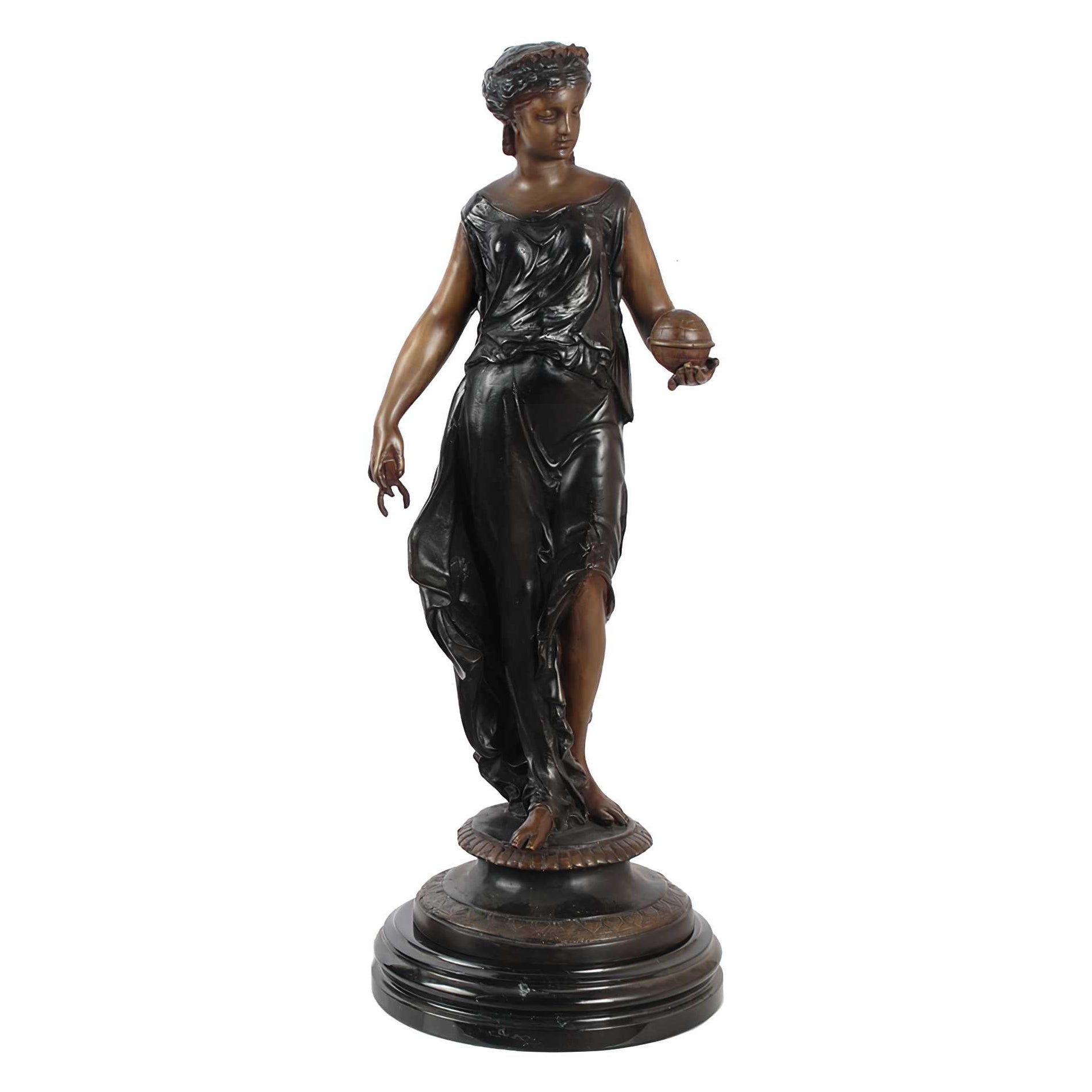 Bronze Lady Astrology with Globe Statue