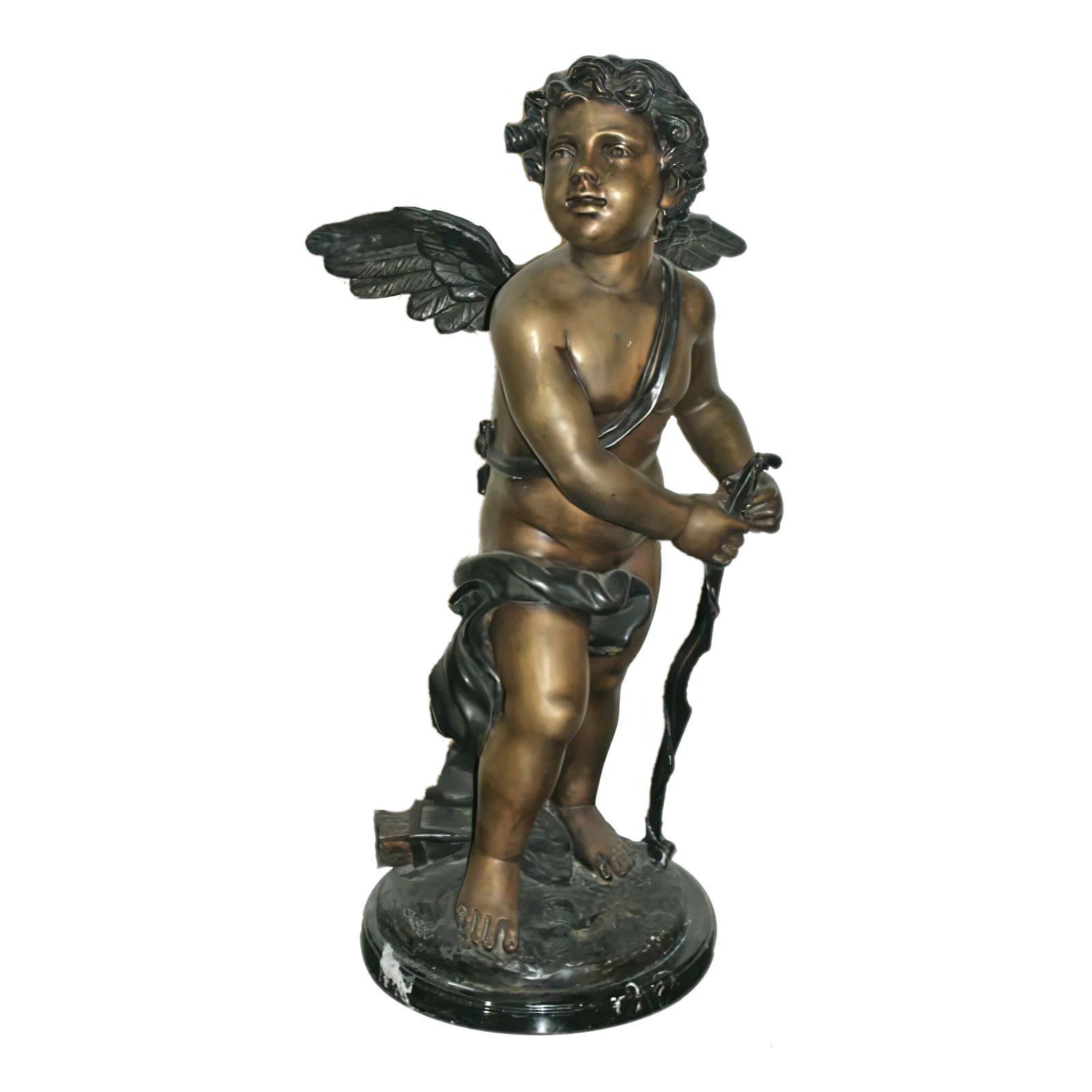 Bronze Cupid with Bow Sculpture