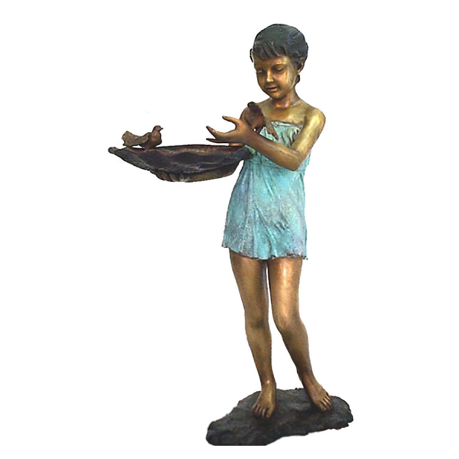 Bronze Girl with Shell & Birds Fountain