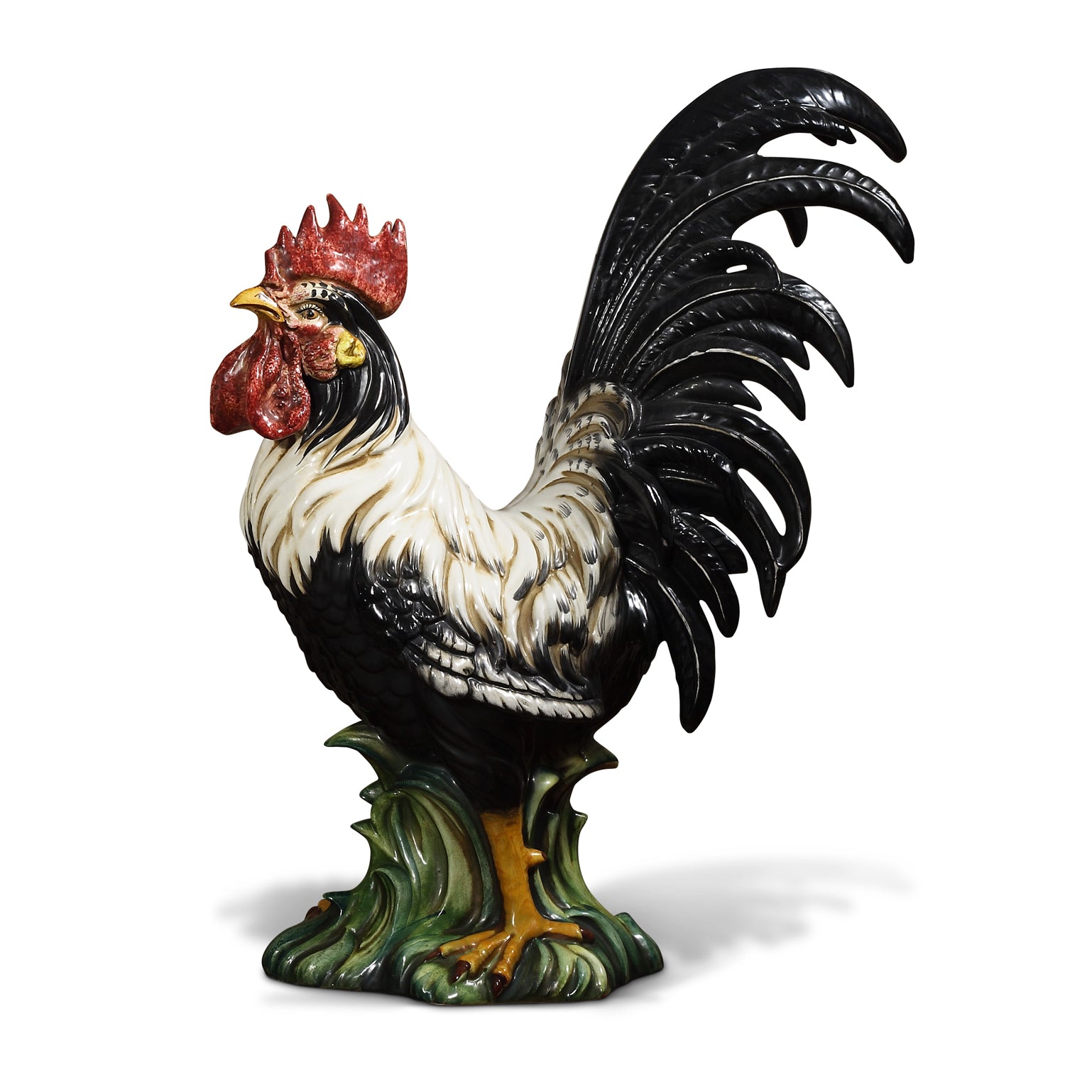 Black and White Rooster Sculpture