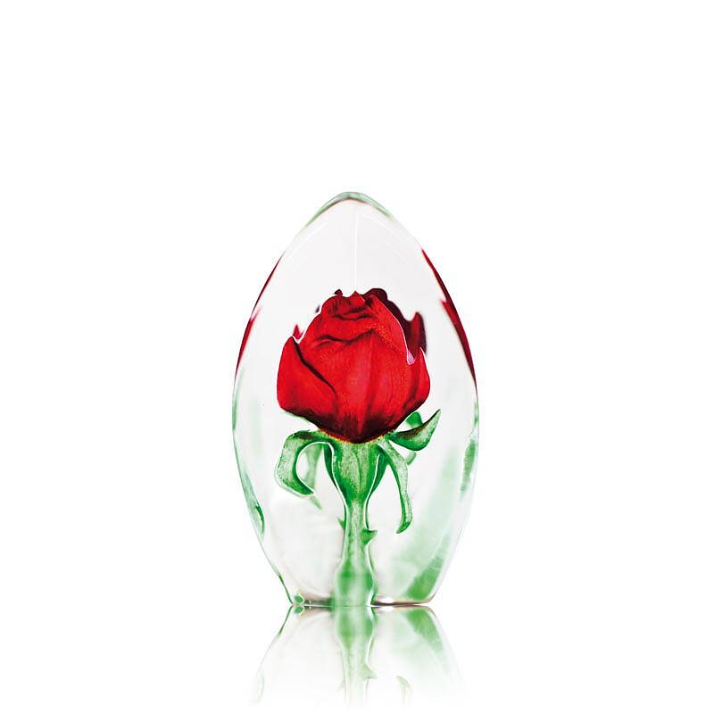Blooming Red Rose Crystal Statue