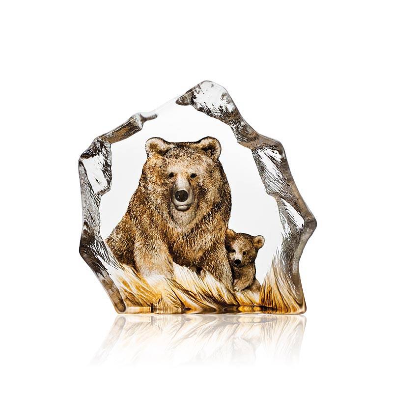 Brown Bear Crystal Sculpture With Color