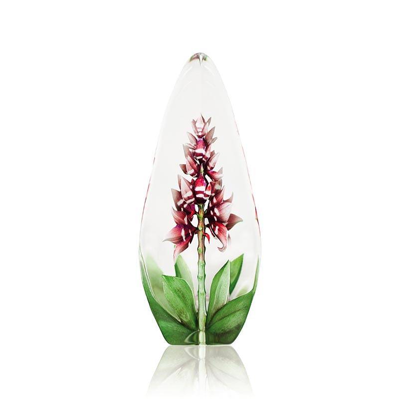 Crystal Red Orchid Sculpture