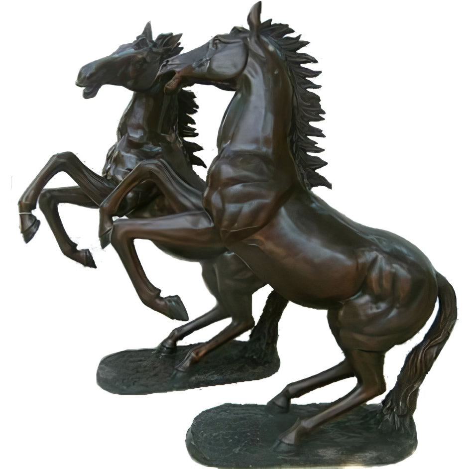 Rearing Horses Bronze Sculpture Pair