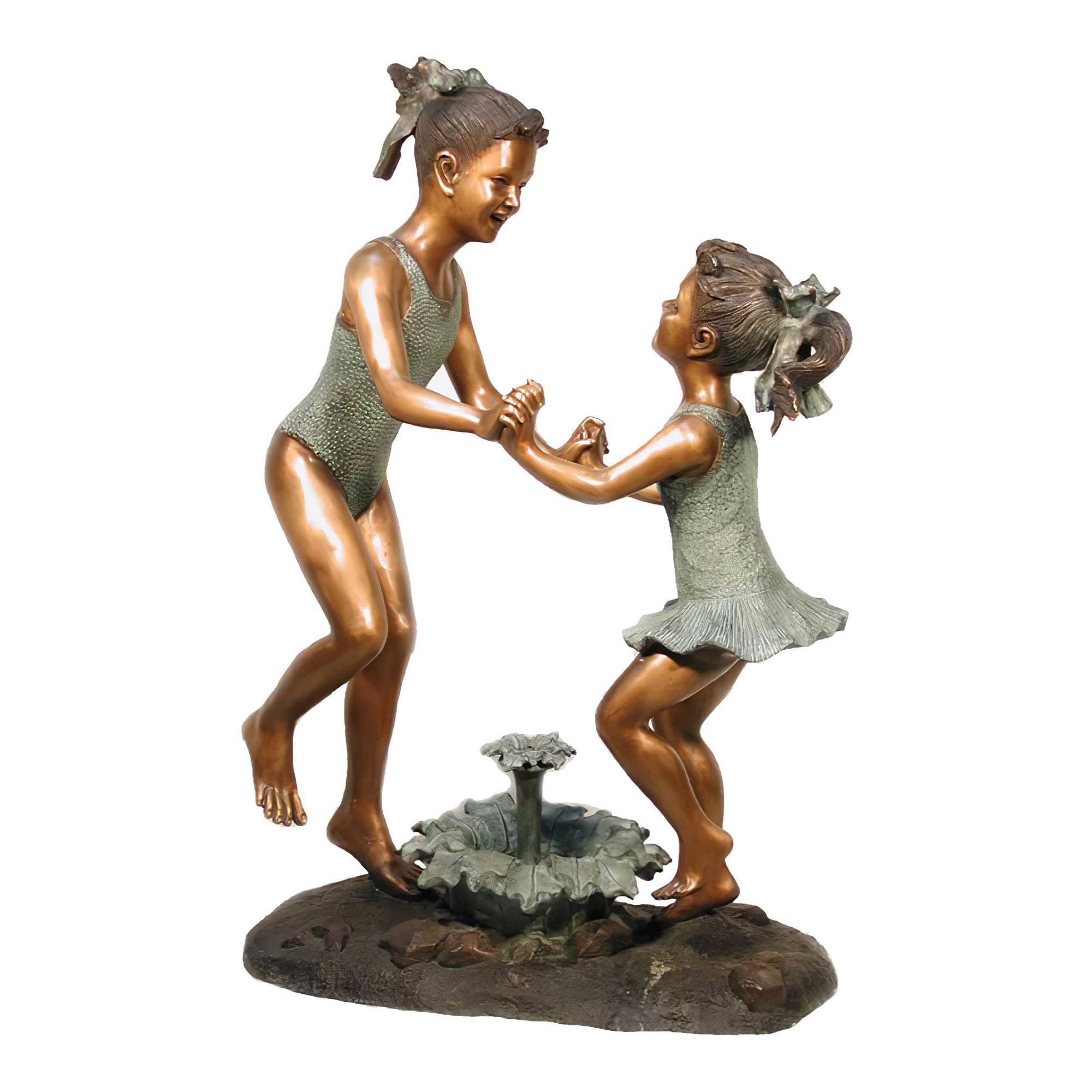 Two Girls Dancing Bronze Fountain