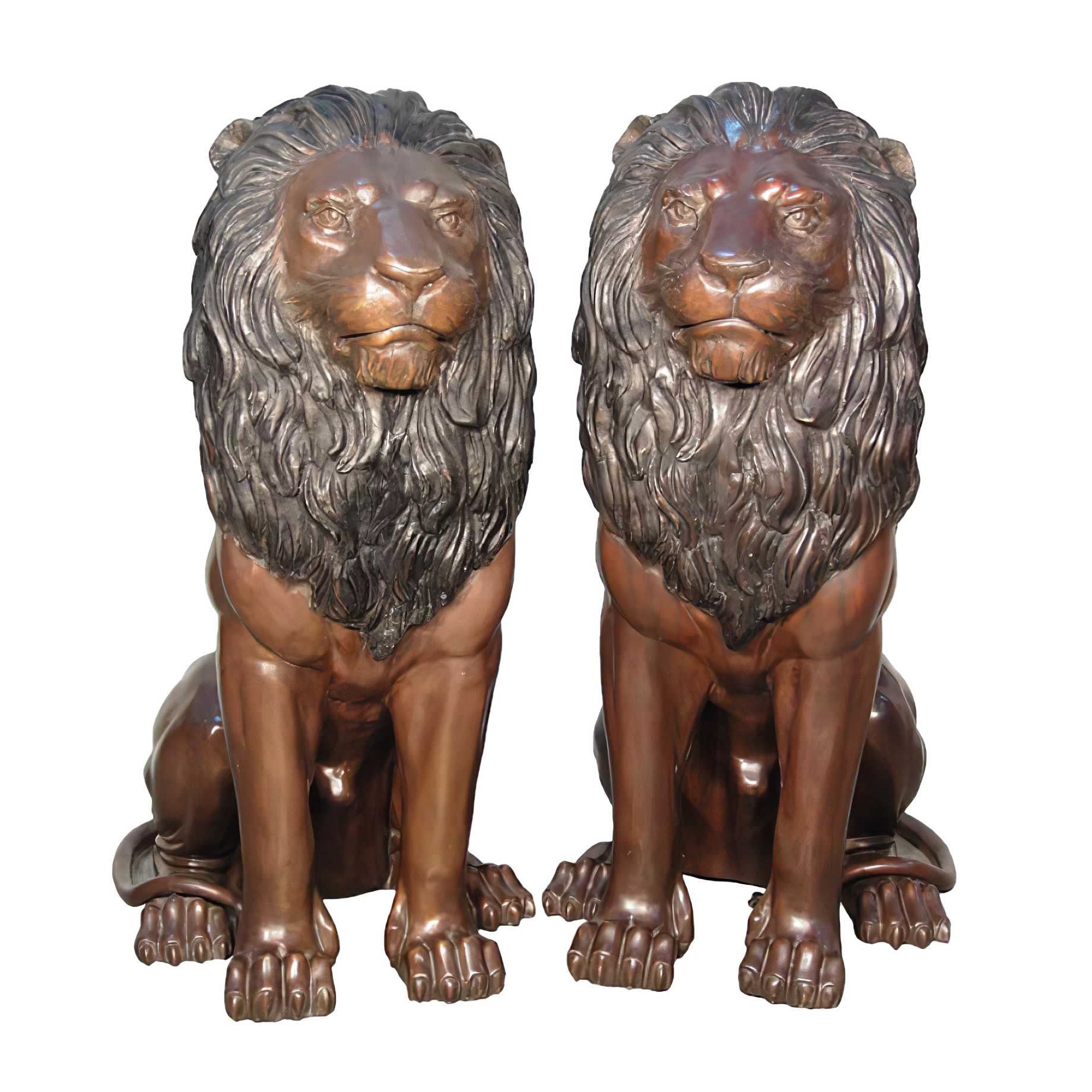 Bronze Sitting Lion Pair