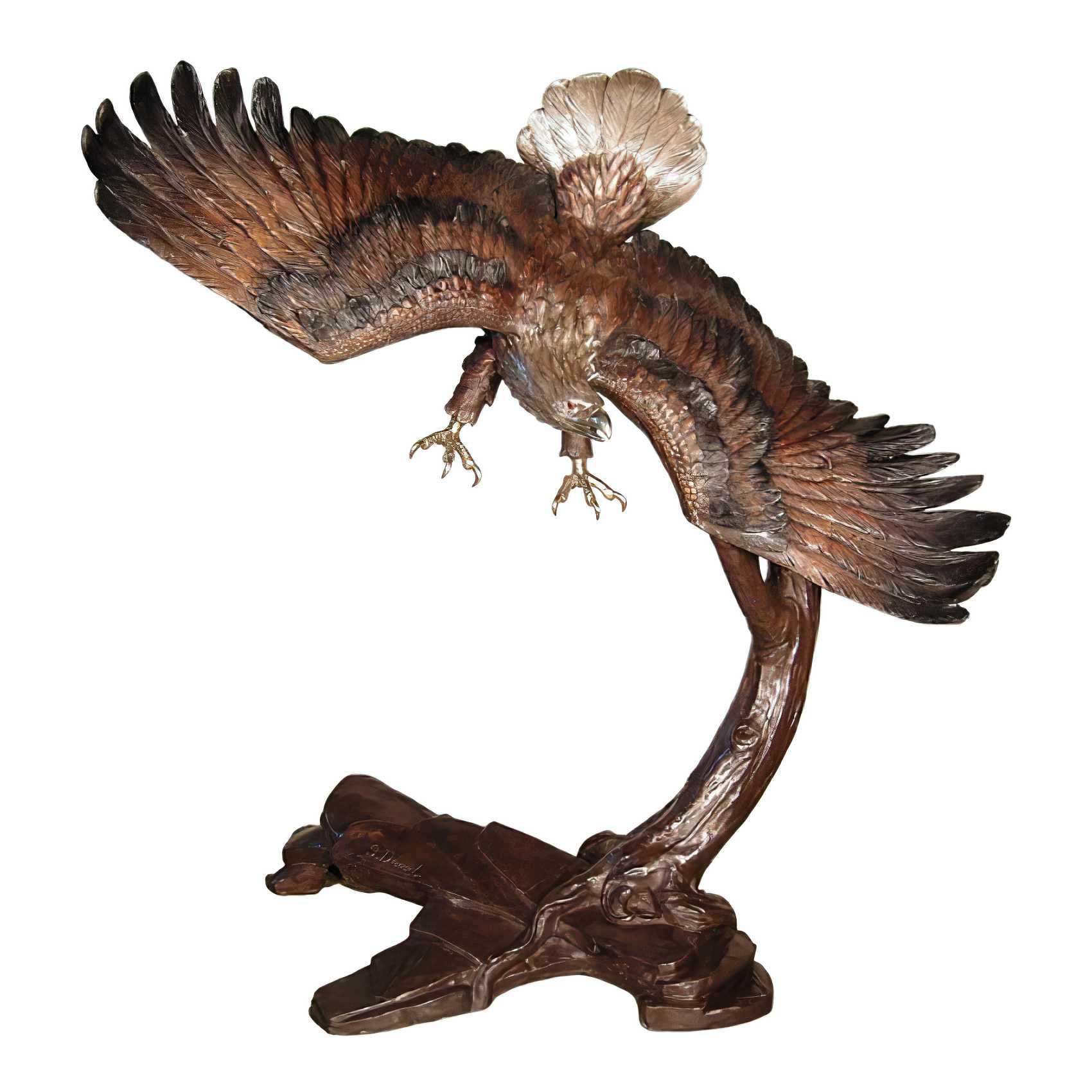 Bronze Flying Eagle Sculpture