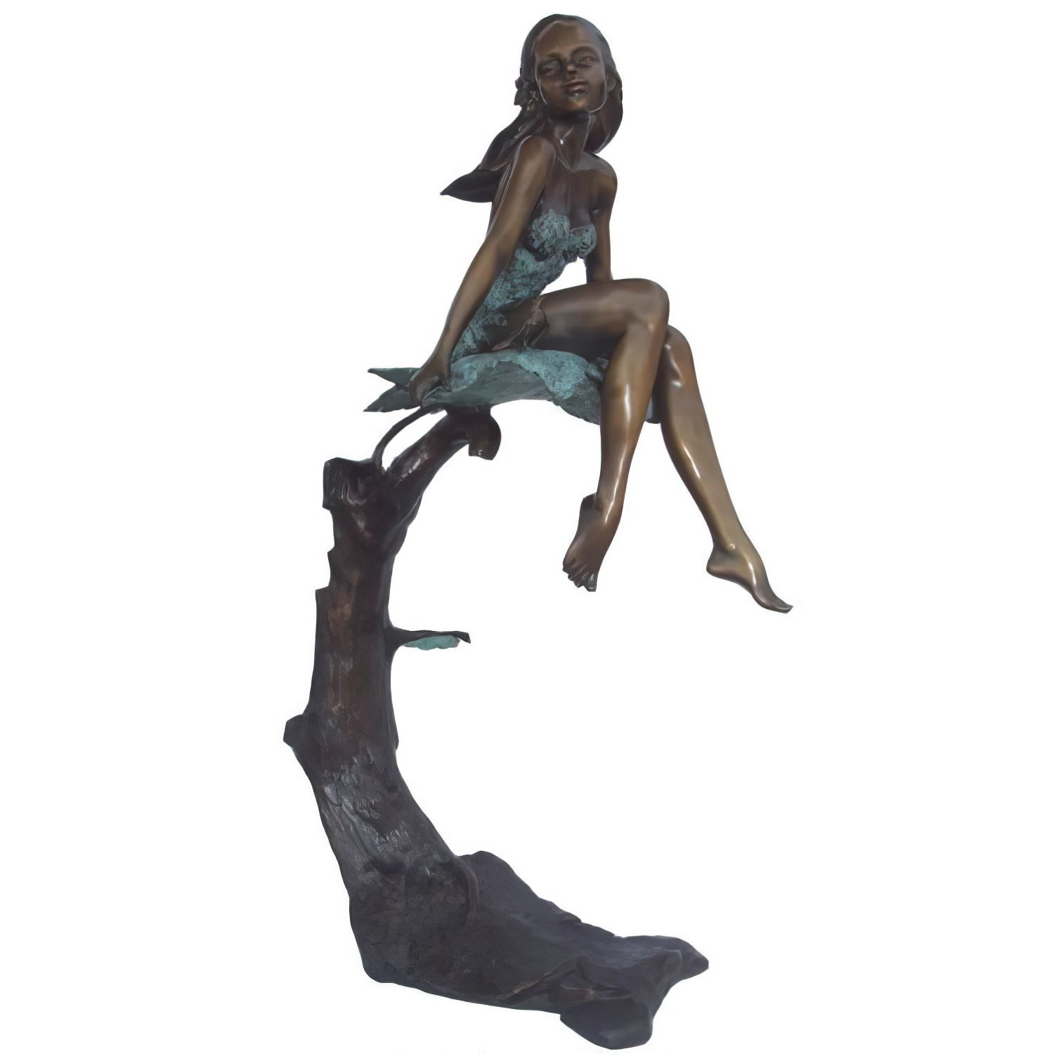 Girl on Maple Branch Bronze Sculpture