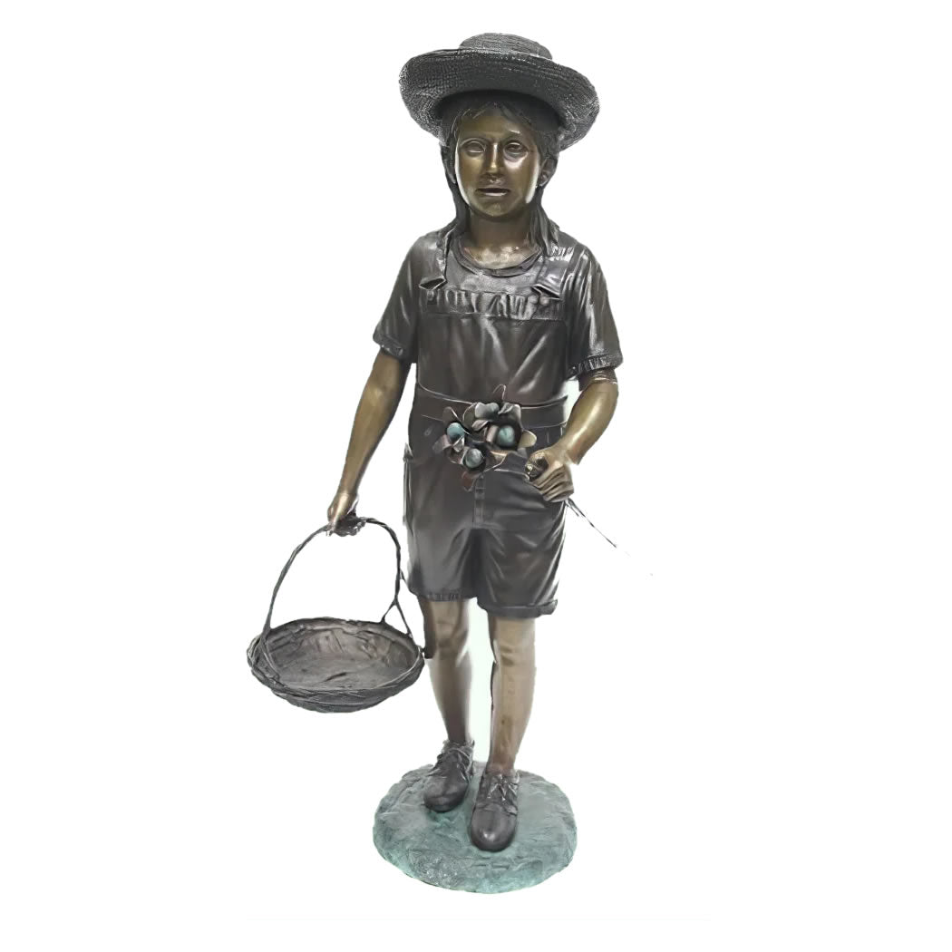 Girl with Flower Basket- Bronze Statue