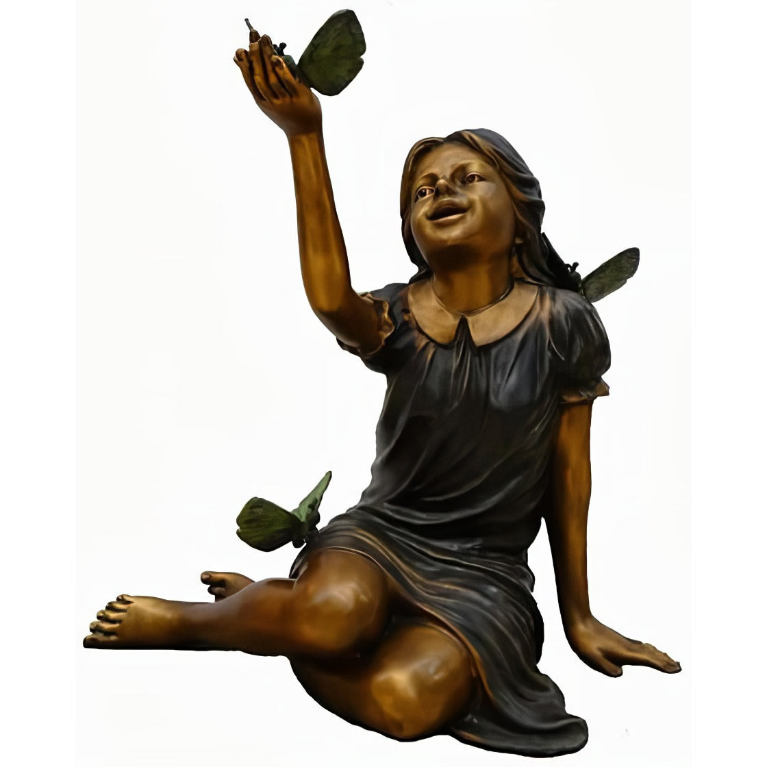 Sitting Girl with Butterflies- Bronze Statue