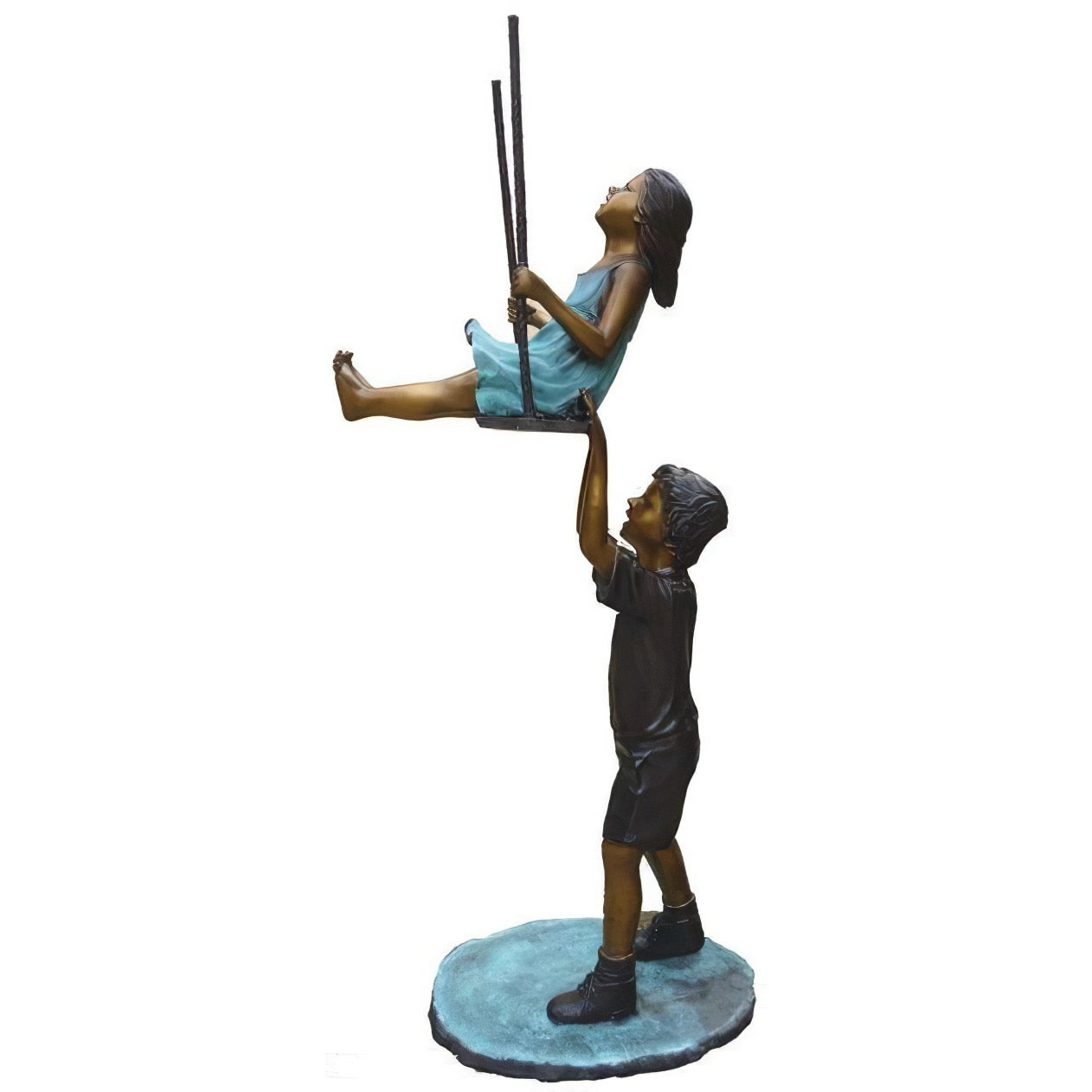 Boy and Girl Swinging Sculpture